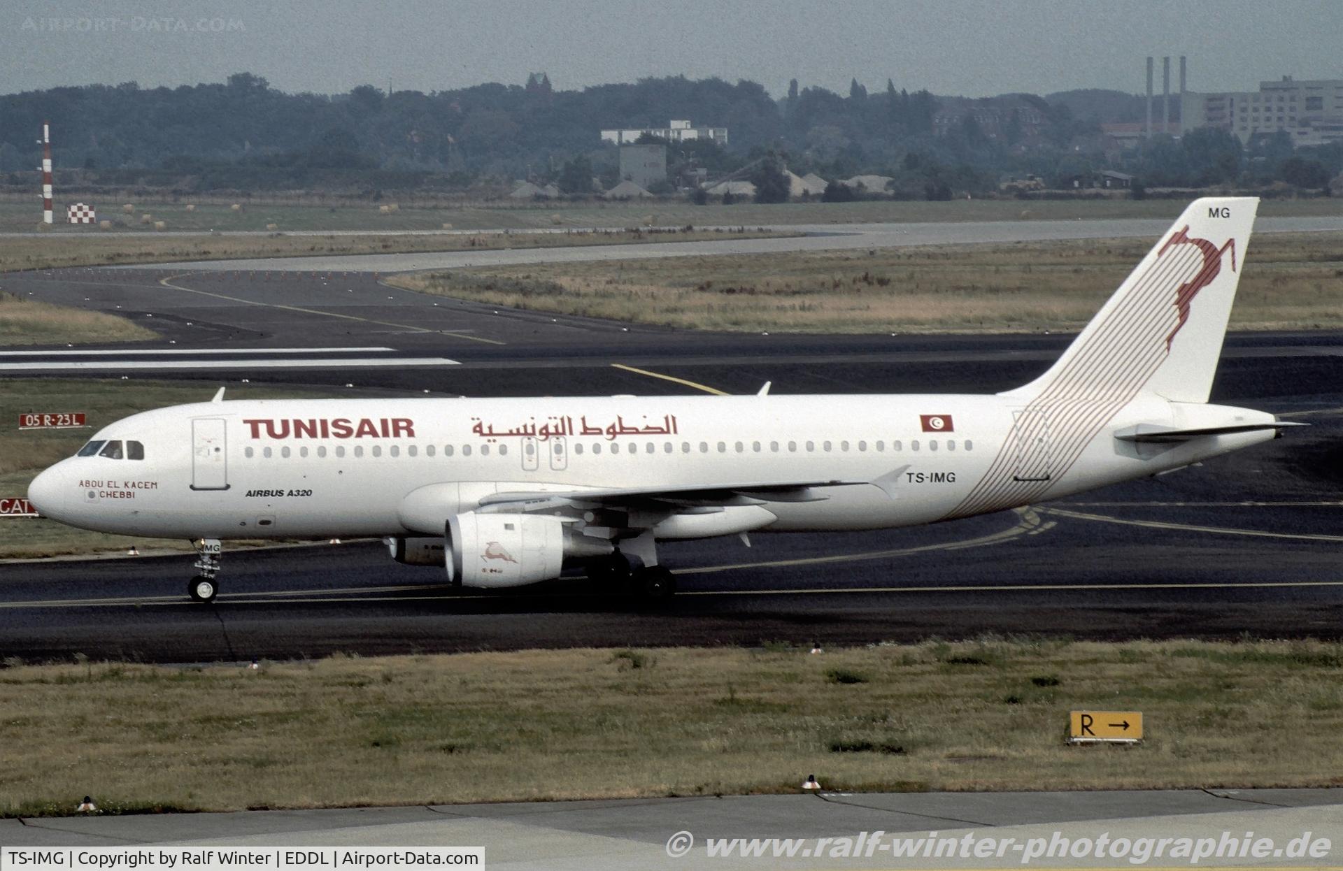 TS-IMG, 1992 Airbus A320-211 C/N 0390, Airbus A320-211 - TU TAR Tunisair 'Abou El Kacem Chebbi' - 390 - TS-IMG - 1998 - DUS