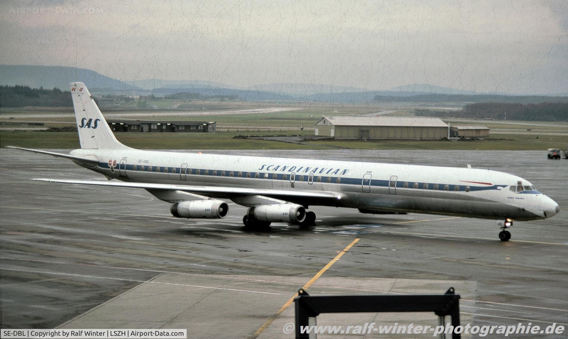 SE-DBL, 1972 Douglas DC-8-63 C/N 46163, Douglas DC-8-63 - SK SAS Scandinavian Airlines System 'Tord Viking' - 46163 - SE-DBL - 12.1977 - ZRH