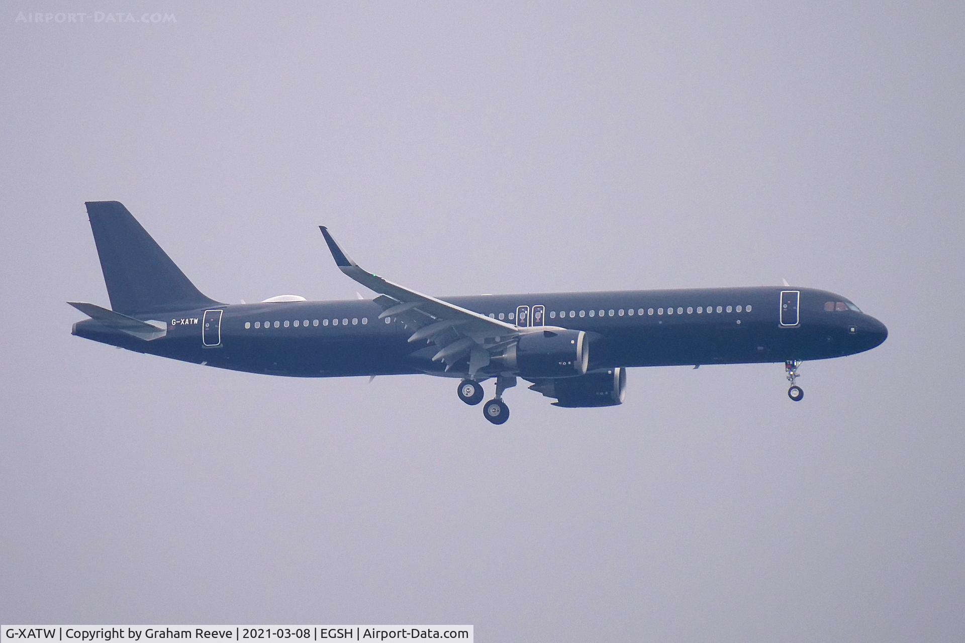 G-XATW, 2020 Airbus A321-253NX C/N 10150, On approach to Norwich, over Beeston.
