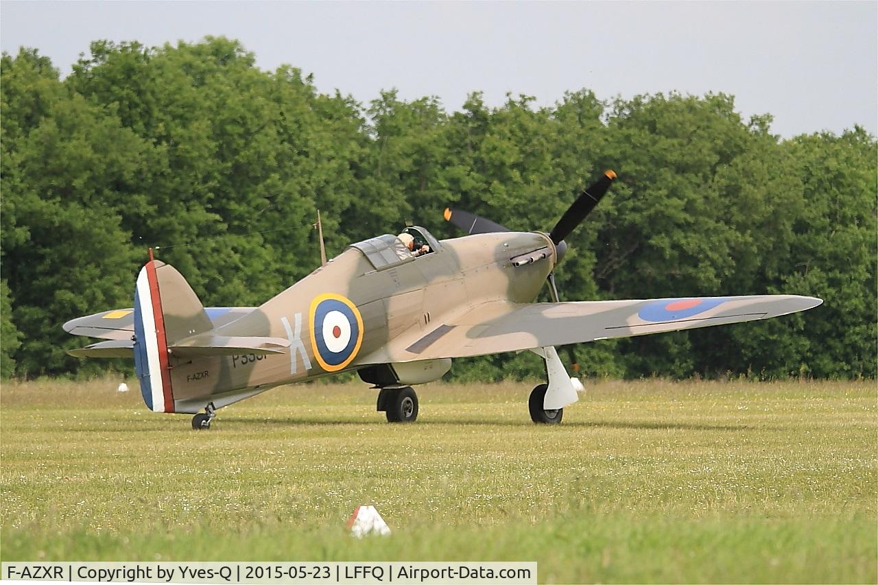 F-AZXR, Hawker Hurricane IIA C/N Not found ZK-TPK, Hawker Hurricane Mk.IIa, Taxiing, La Ferté-Alais airfield (LFFQ) Airshow 2015