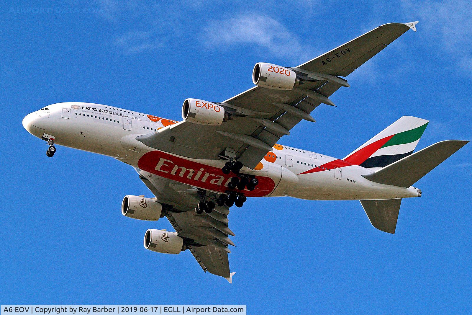 A6-EOV, 2015 Airbus A380-861 C/N 207, A6-EOV   Airbus A380-861 [206] (Emirates Airline) Home~G 17/06/2019