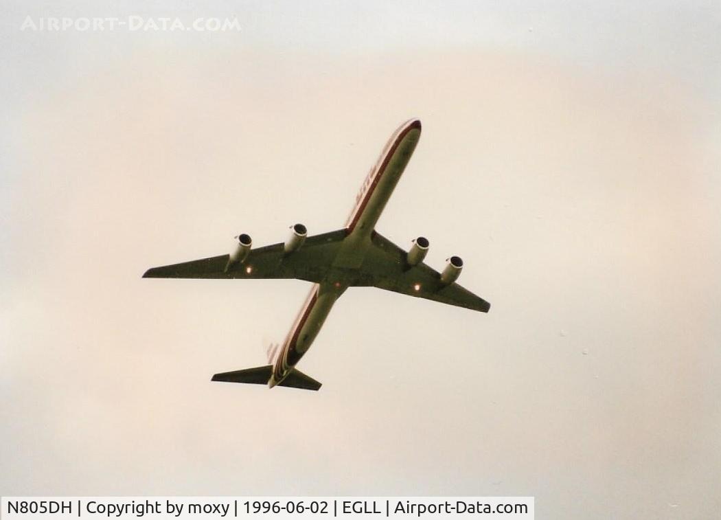N805DH, 1970 Douglas DC-8-73F C/N 46125, Douglas DC-8-73F participating in the 50th anniversary of London Heathrow in 1996.