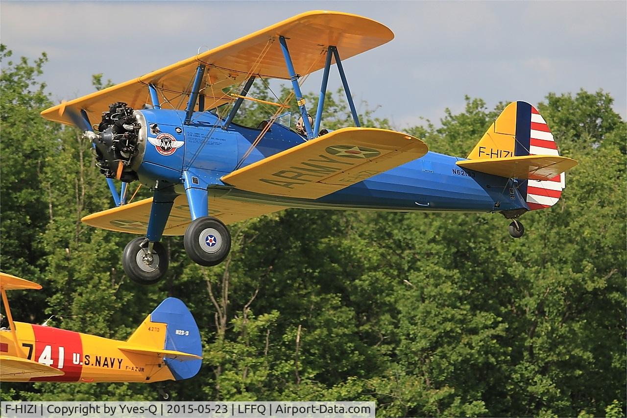 F-HIZI, 1940 Boeing A75N1 (PT-17) C/N 75-548, Boeing A75N1, Take off rwy 28, La Ferté-Alais Airfield (LFFQ) Air show 2015