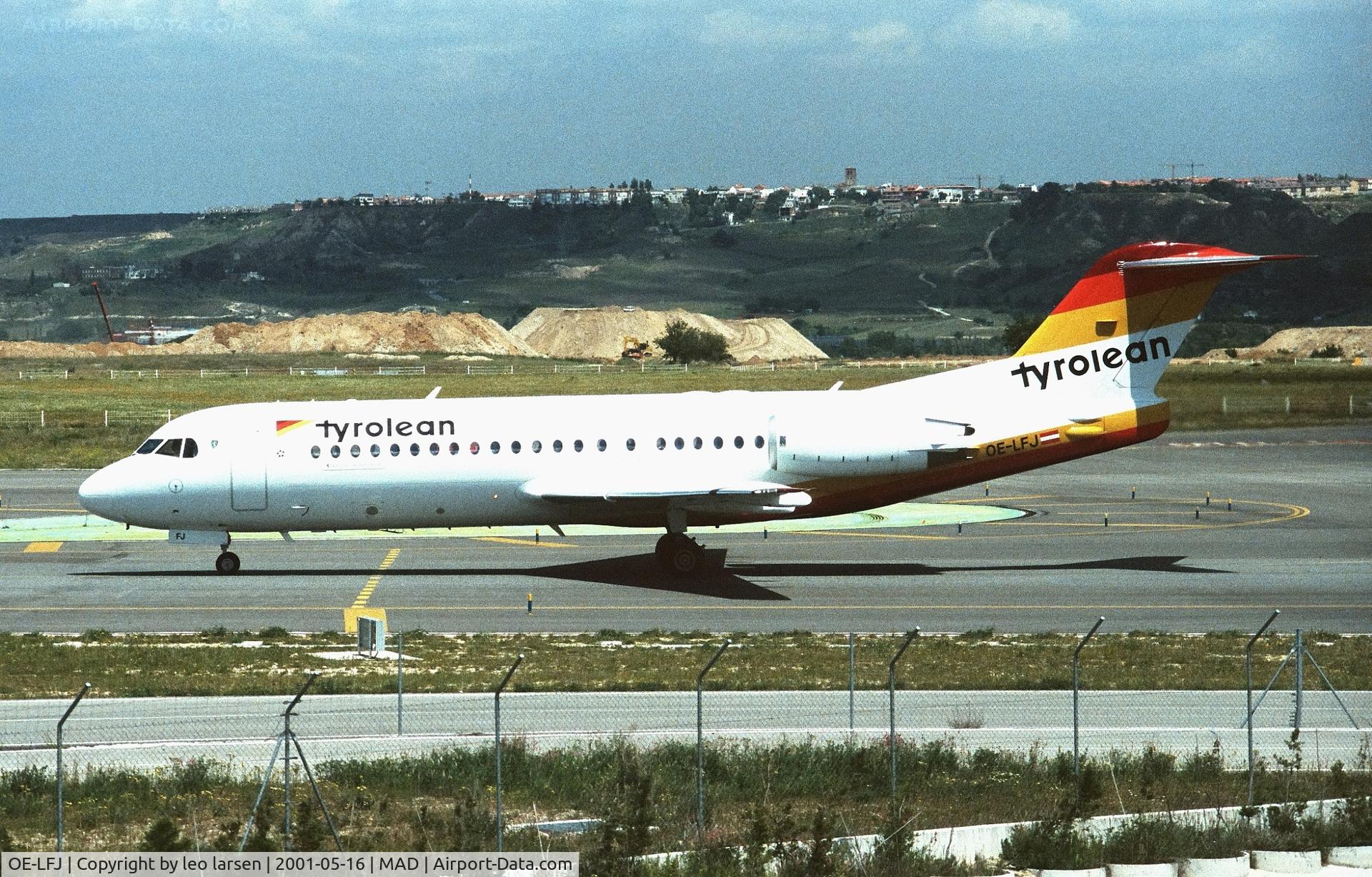 OE-LFJ, 1995 Fokker 70 (F-28-0070) C/N 11532, Madrid 16.5.2001