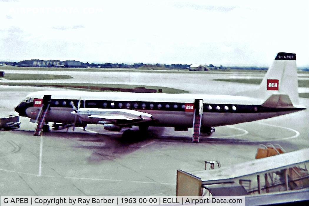 G-APEB, 1961 Vickers Vanguard 951 C/N 705, G-APEB   Vickers 951 Vanguard [705] (British European Airways) Heathrow~G @ 1963