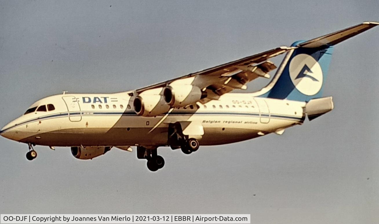 OO-DJF, 1990 British Aerospace BAe.146-200 C/N E2167, Landing at Brussels 25L