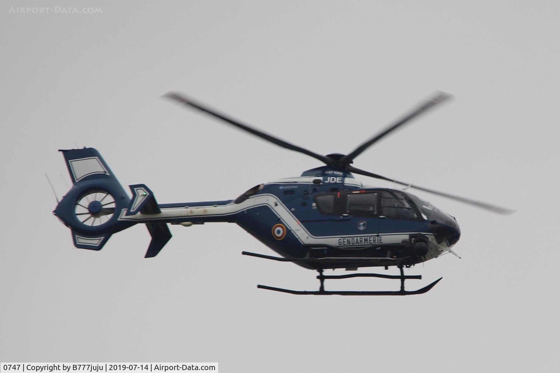 0747, 2009 Eurocopter EC-135T-2 C/N 0747, during French Parade over Paris