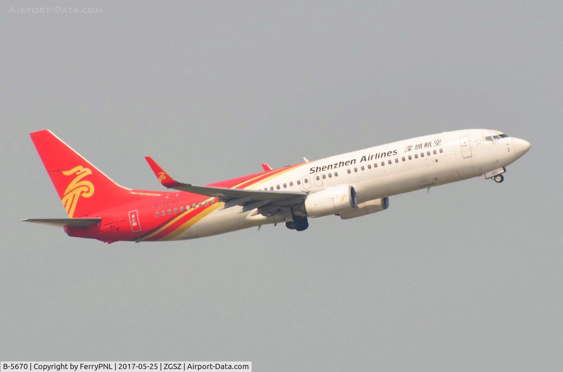 B-5670, 2012 Boeing 737-87L C/N 39129, Departure of Shenzhen B738