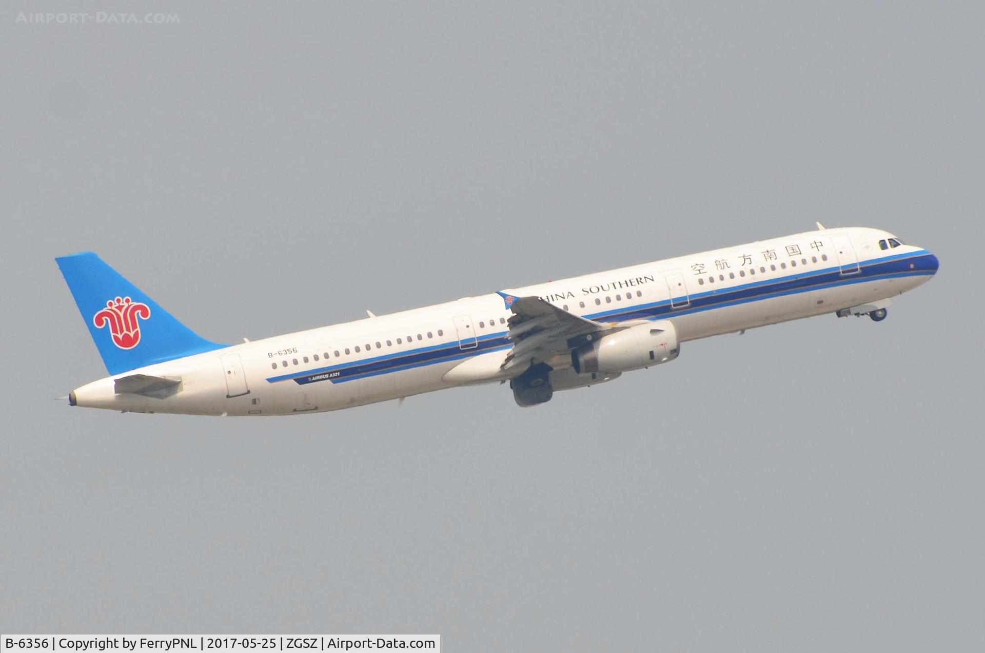 B-6356, 2008 Airbus A321-231 C/N 3587, CZ A321 departing