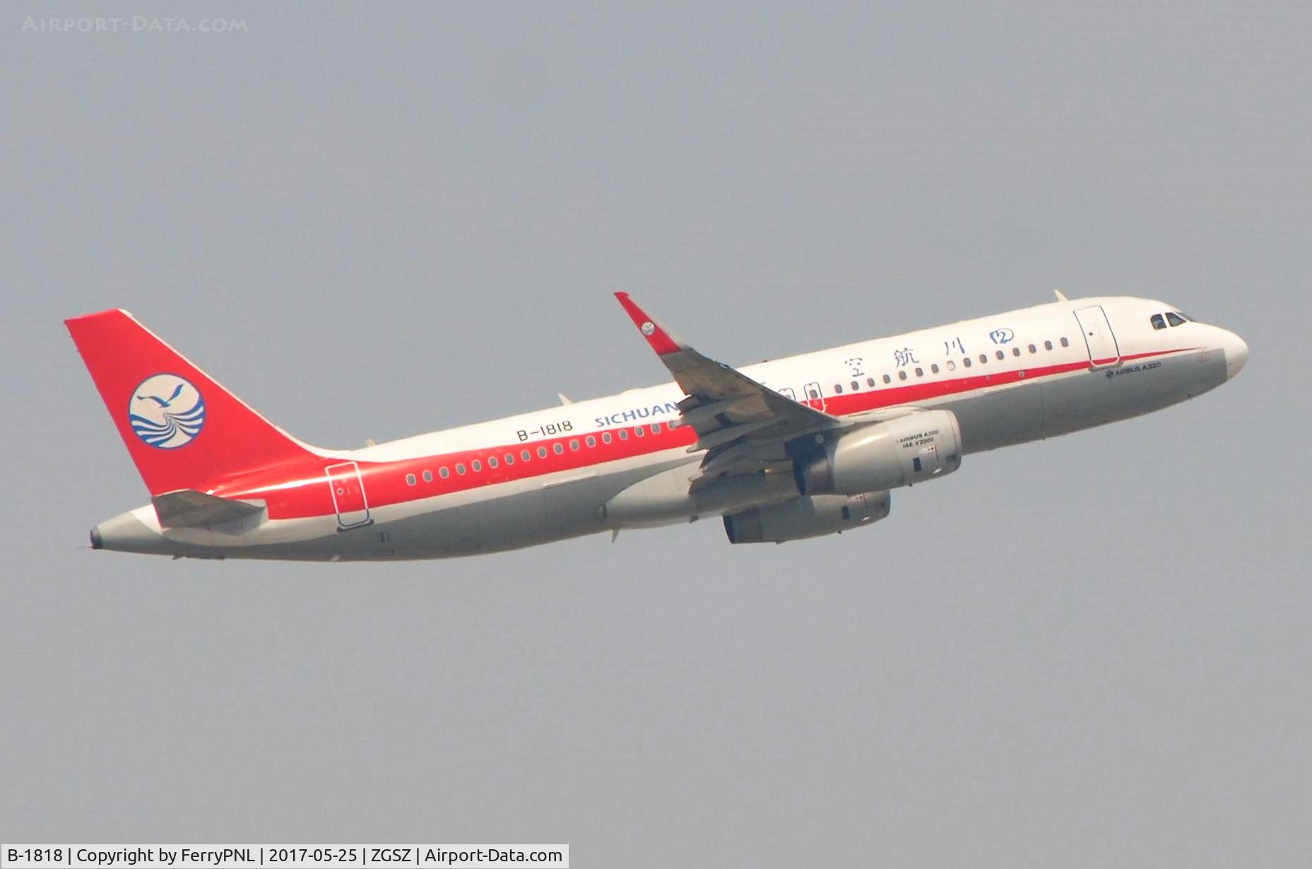 B-1818, 2014 Airbus A320-232 C/N 5964, Sichuan A320 departing