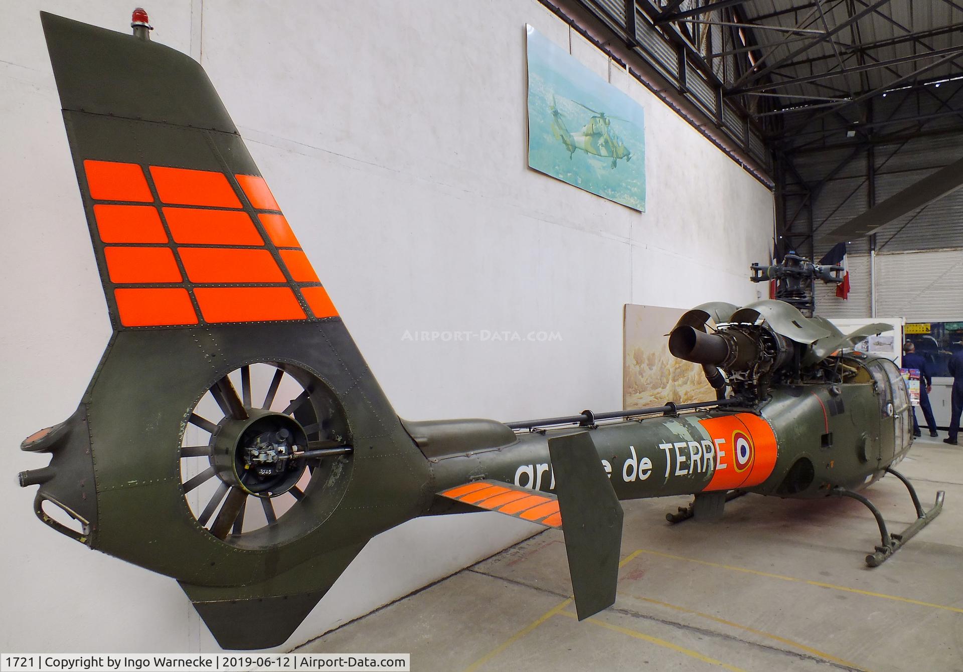 1721, Aérospatiale SA-341F Gazelle C/N 1721, Aerospatiale SA.341F Gazelle (minus rotor blades) at the Musee de l'ALAT et de l'Helicoptere, Dax