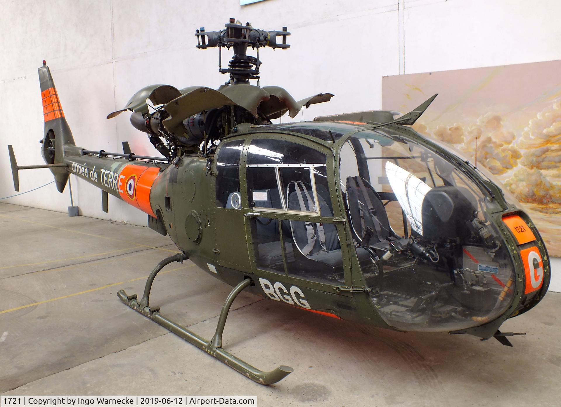 1721, Aérospatiale SA-341F Gazelle C/N 1721, Aerospatiale SA.341F Gazelle (minus rotor blades) at the Musee de l'ALAT et de l'Helicoptere, Dax