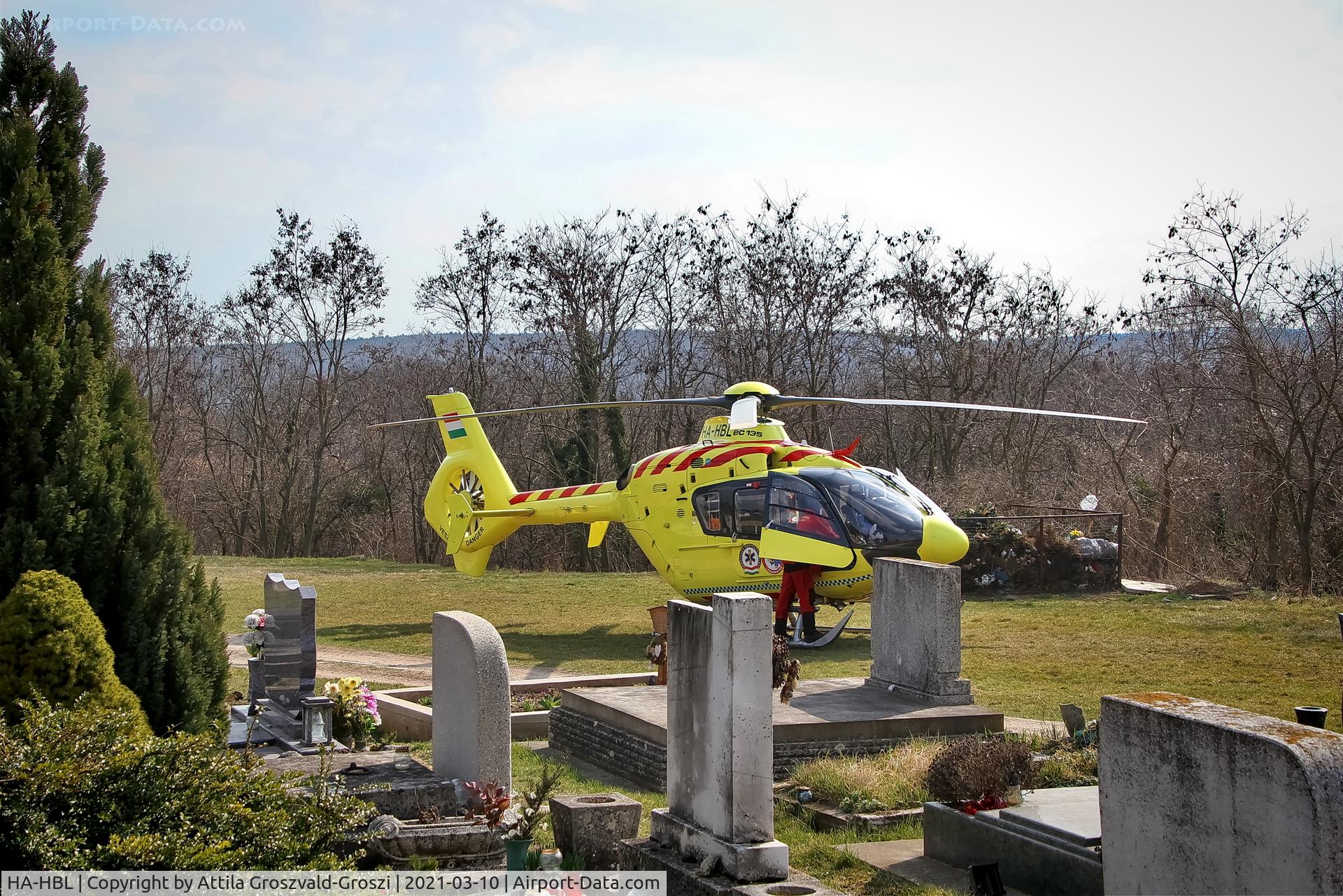 HA-HBL, Eurocopter EC-135P-2+ C/N 0399, Szentkirályszabadja arrived in the village with a patient, but only found a suitable landing place in the cemetery