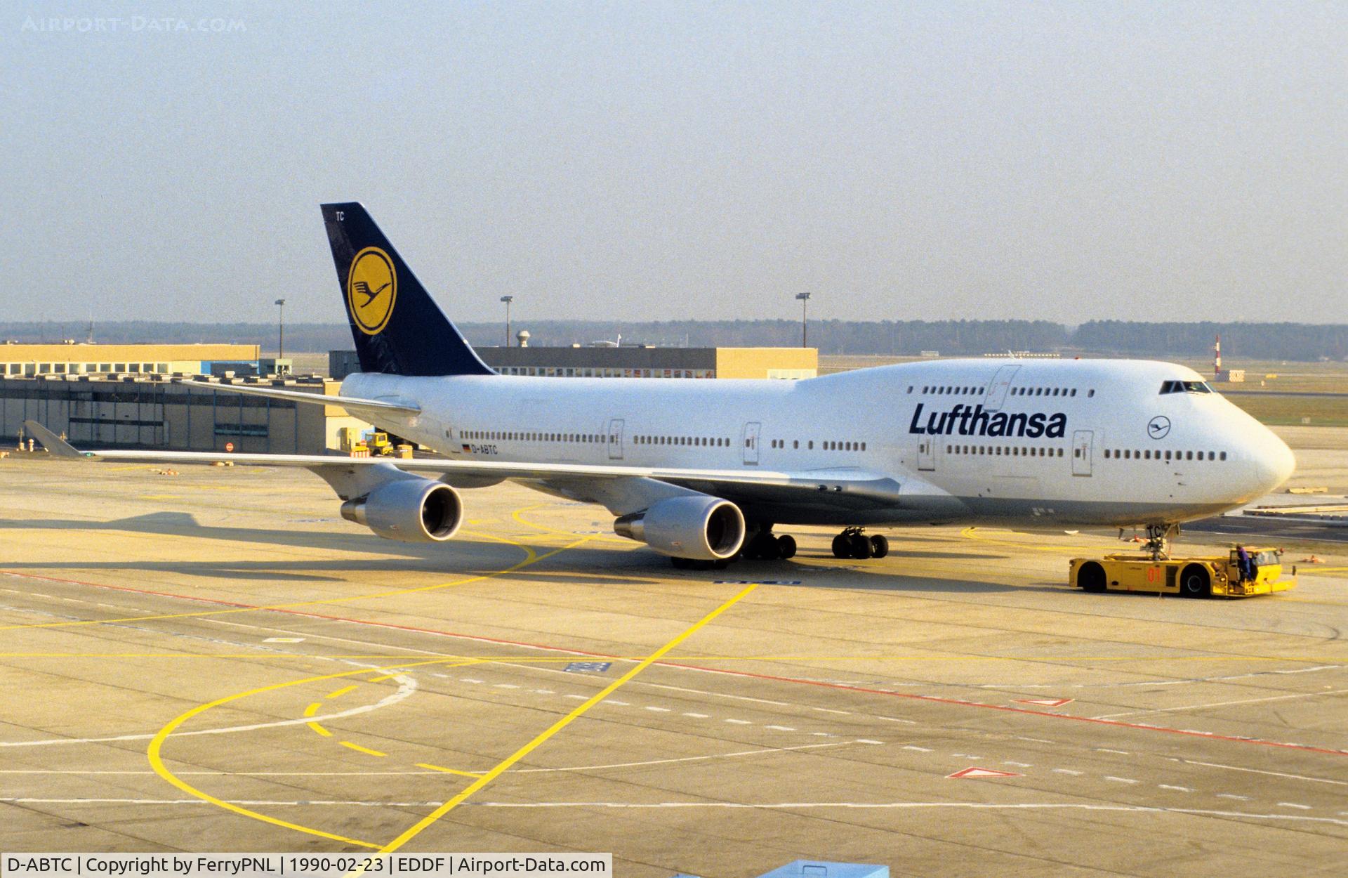 D-ABTC, 1990 Boeing 747-430M C/N 24287, Lufthansa B744 under tow
