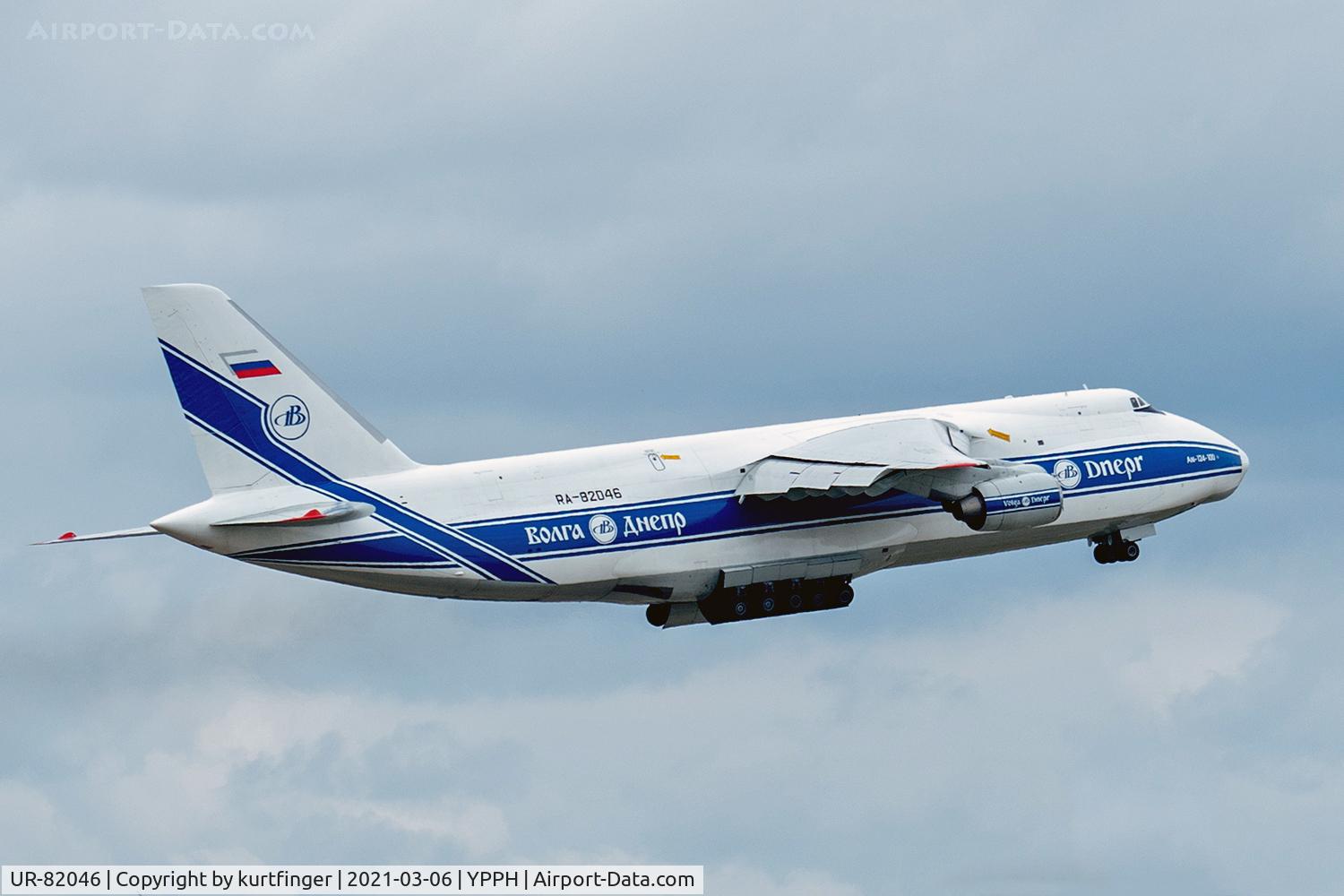 UR-82046, 1992 Antonov An-124-100 Ruslan C/N 9773052255117, Antonov AN-124-100 cn 9773052255117 ln 06-10. Volga-Dnepr RA-82046. departed runway 21 YPPH 06 March 2021