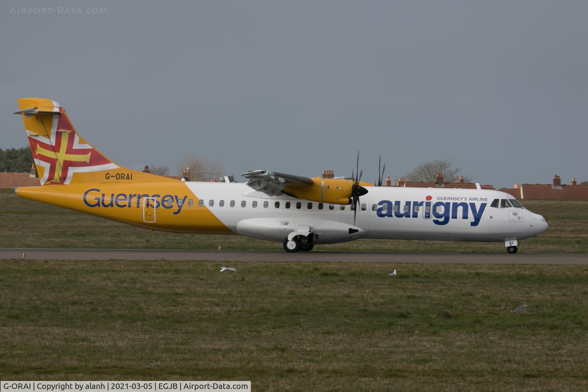 G-ORAI, 2019 ATR 72-212A C/N 1599, Arriving at Guernsey