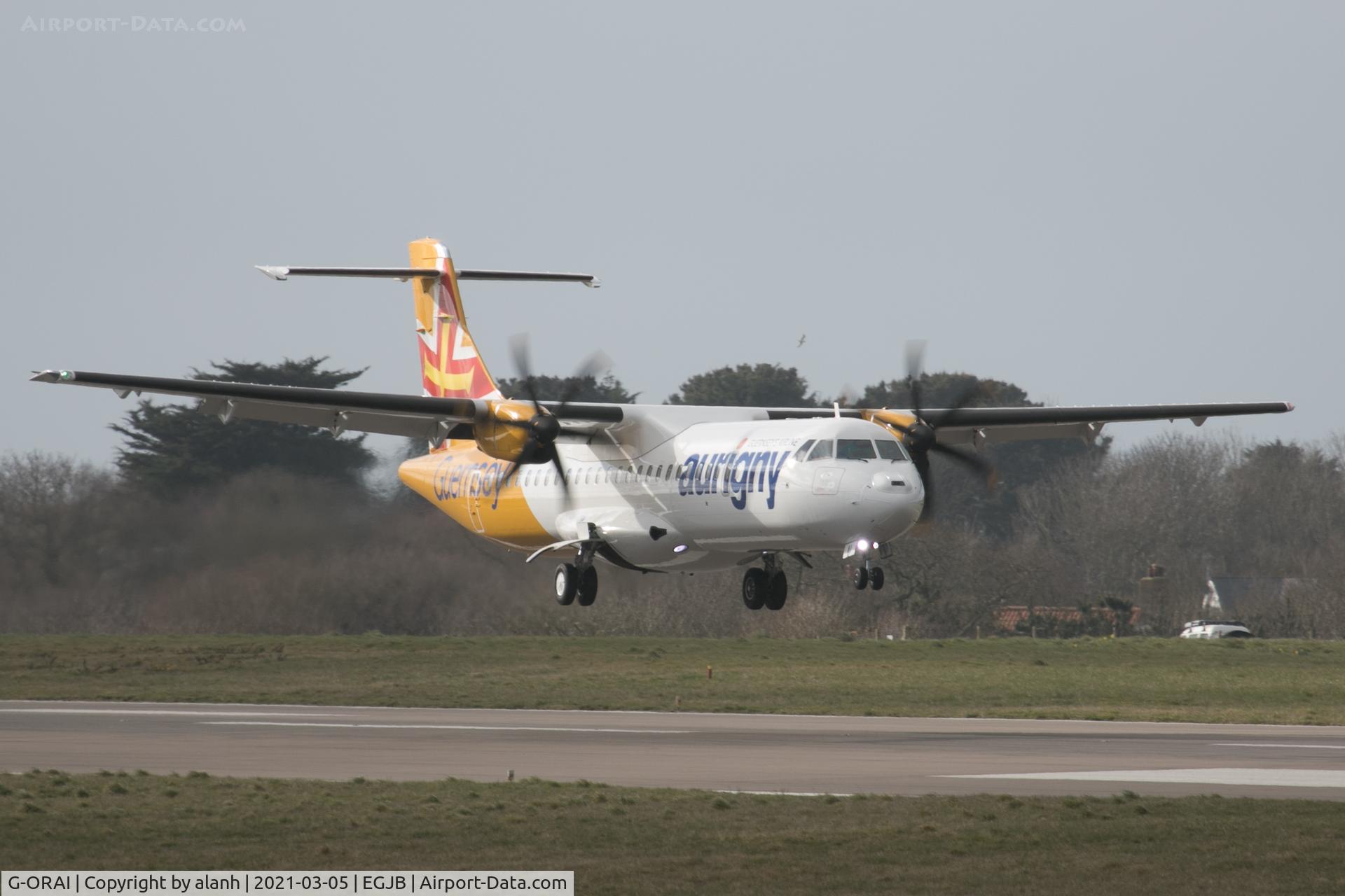 G-ORAI, 2019 ATR 72-212A C/N 1599, Arriving at Guernsey