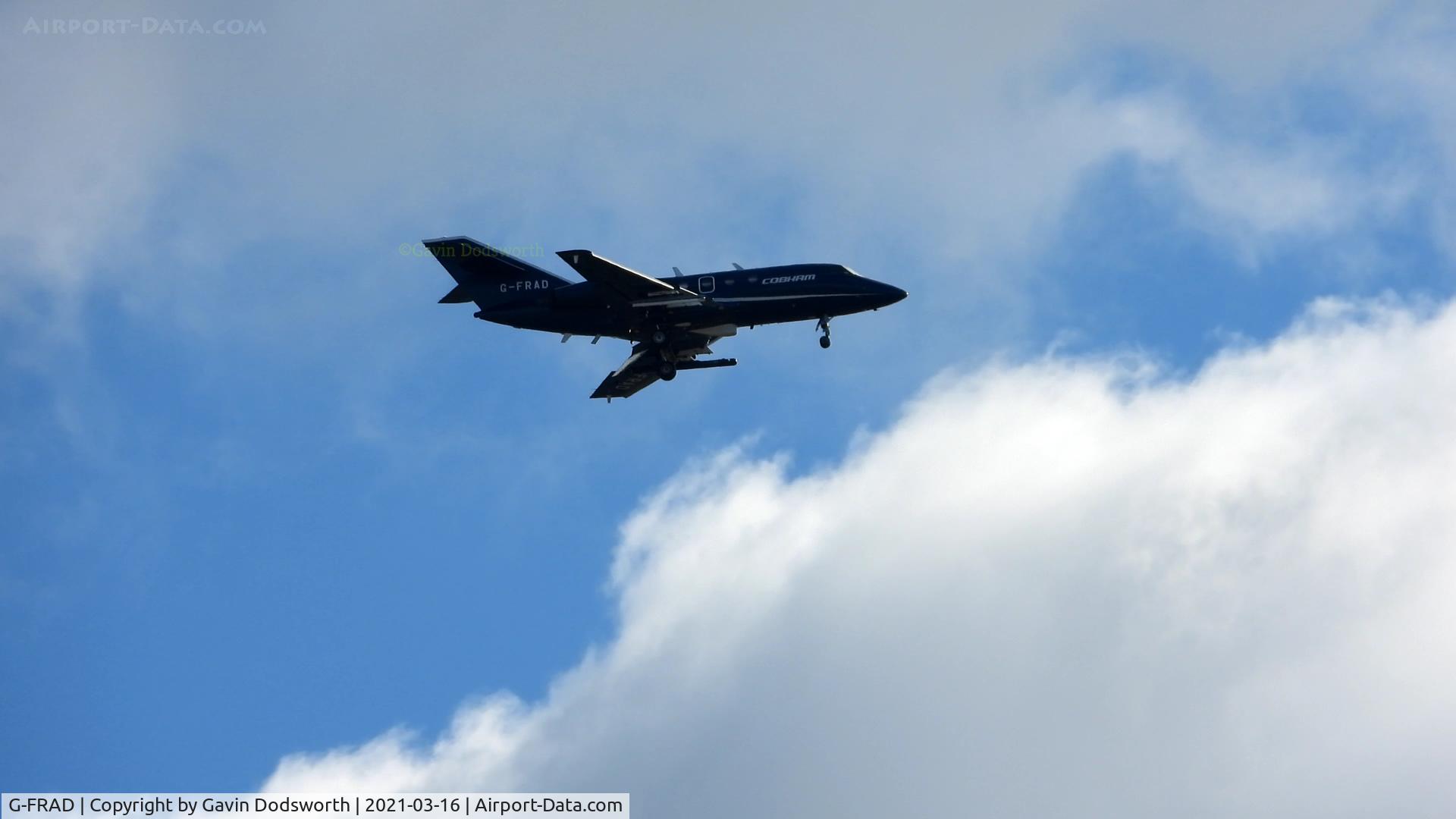 G-FRAD, 1975 Dassault Falcon (Mystere) 20DC C/N 304, Over Darlington on March 16th 2021 returning to Teesside Airport