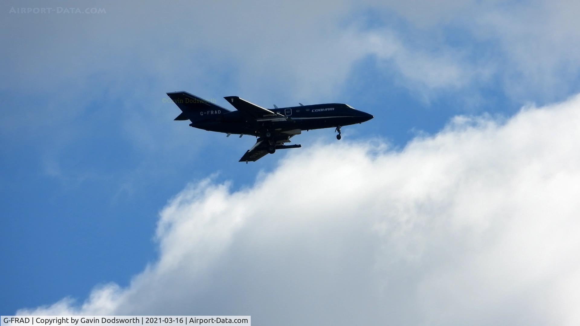 G-FRAD, 1975 Dassault Falcon (Mystere) 20DC C/N 304, Over Darlington on March 16th 2021 returning to Teesside Airport