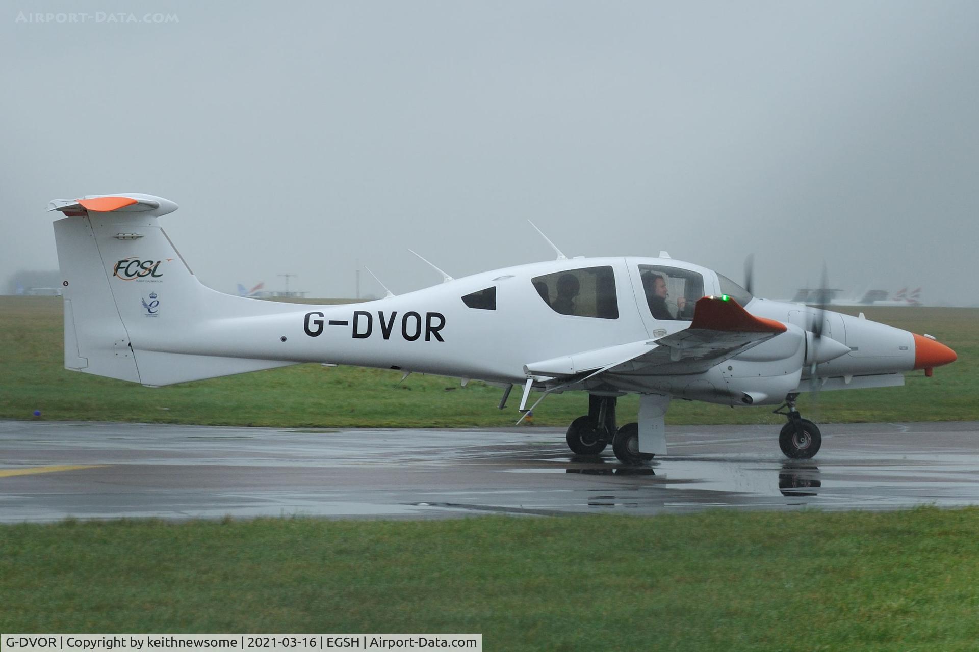 G-DVOR, 2016 Diamond DA-62 C/N 62.040, Leaving Norwich for Shoreham.