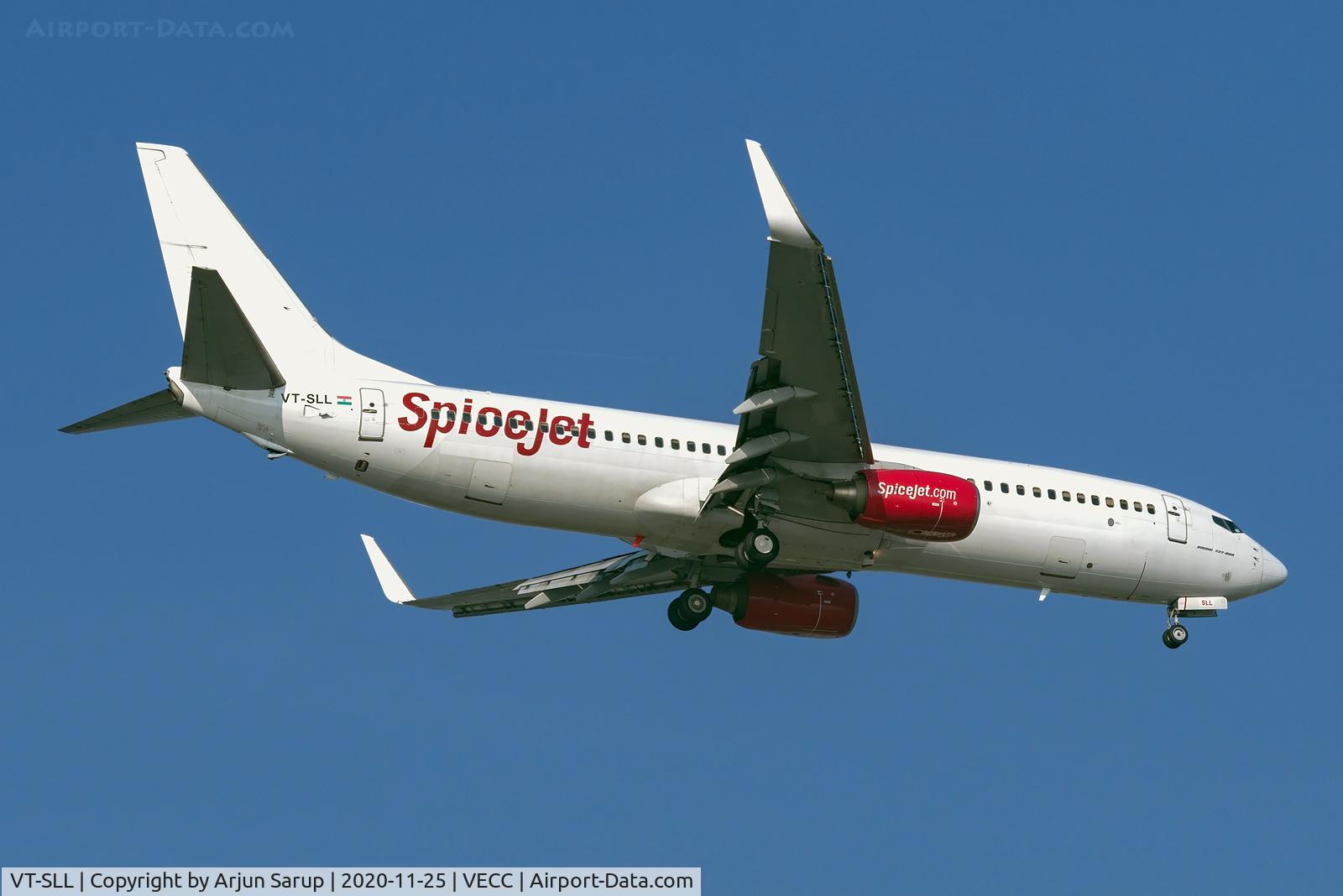 VT-SLL, 2007 Boeing 737-8EH C/N 34274, White-body SpiceJet on short final for Rwy 01R at NSCBIA as it arrives in the morning as SG242 from Ahmedabad.