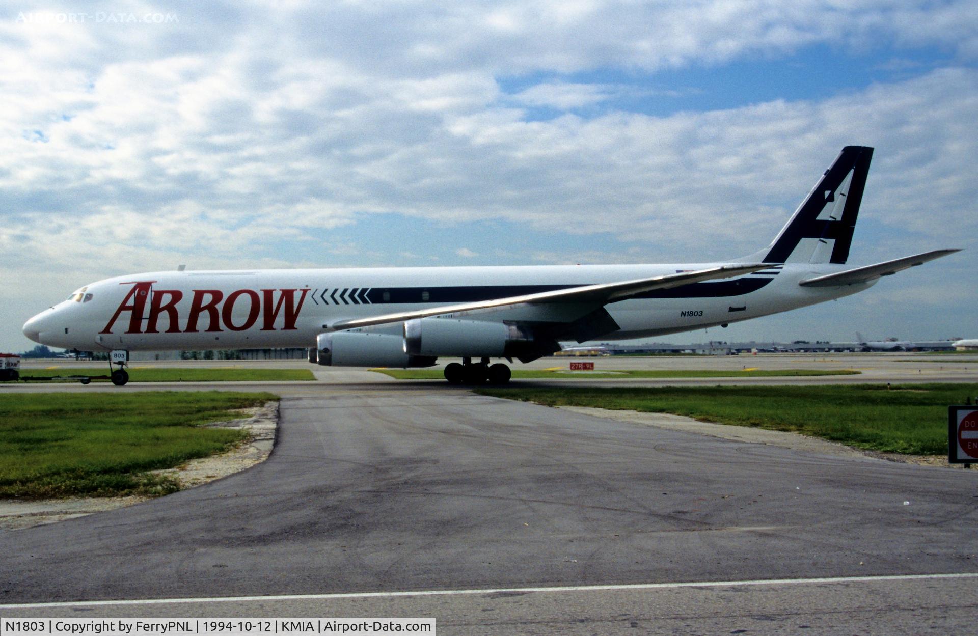 N1803, 1967 Douglas DC-8-62 C/N 45895, Arrow Air DC-8-62 under tow