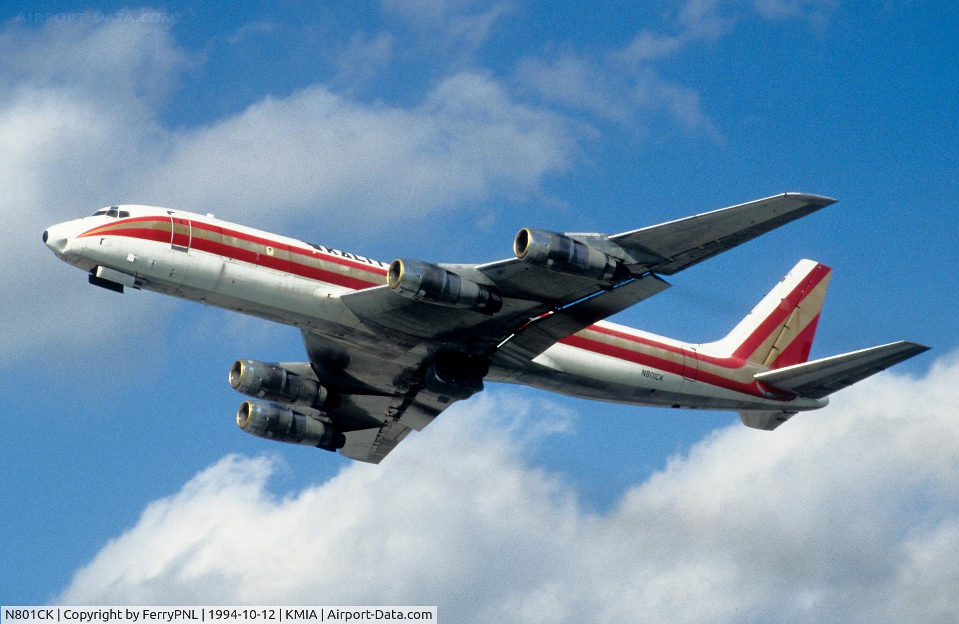 N801CK, 1965 Douglas DC-8F-55 C/N 45816, Kalitta DC-8F-55 taking-off from MIA