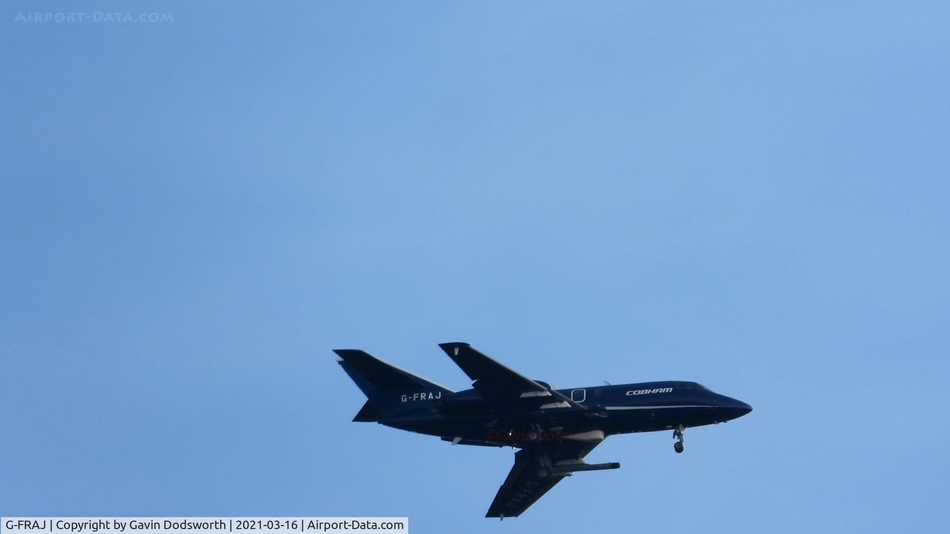 G-FRAJ, 1966 Dassault Falcon 20DC C/N 20, Draken Europe ex Cobham over Darlington on March 16th 2021 inbound to Teesside Airport