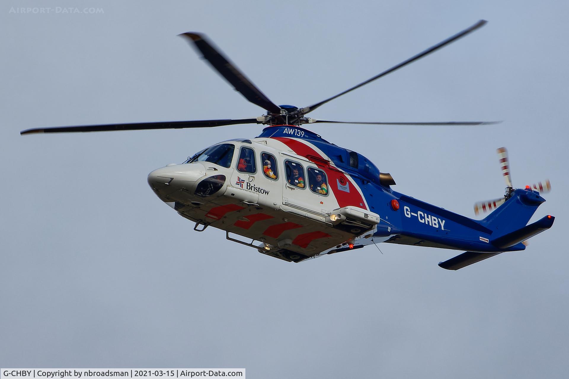 G-CHBY, 2010 AgustaWestland AW-139 C/N 31310, AW-139 G-CHBY seen flying at approx 850ft over North Norfolk returning from a platform in the North Sea en-route to Norwich Airport