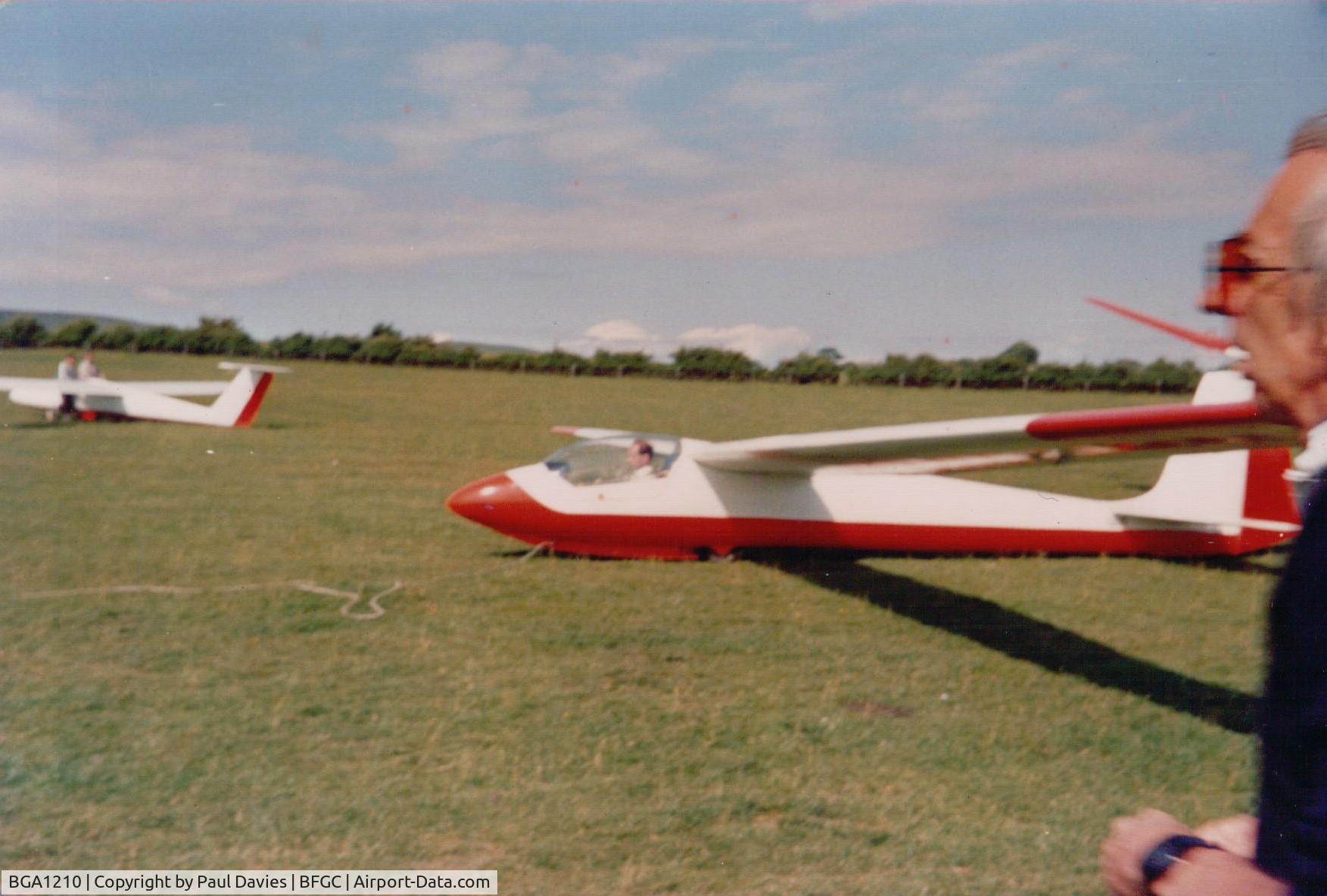 BGA1210, Slingsby T.50 Skylark 4 C/N 1460, I was a syndicate owner of Skylark 4 BGA1210 when based at BFGC in Chipping, near Preston, Lancashire, UK in the late 1980s. Here I am flying her for the first time. Paul Davies. (I have around 4-5 images in total. We decided on red and white scheme