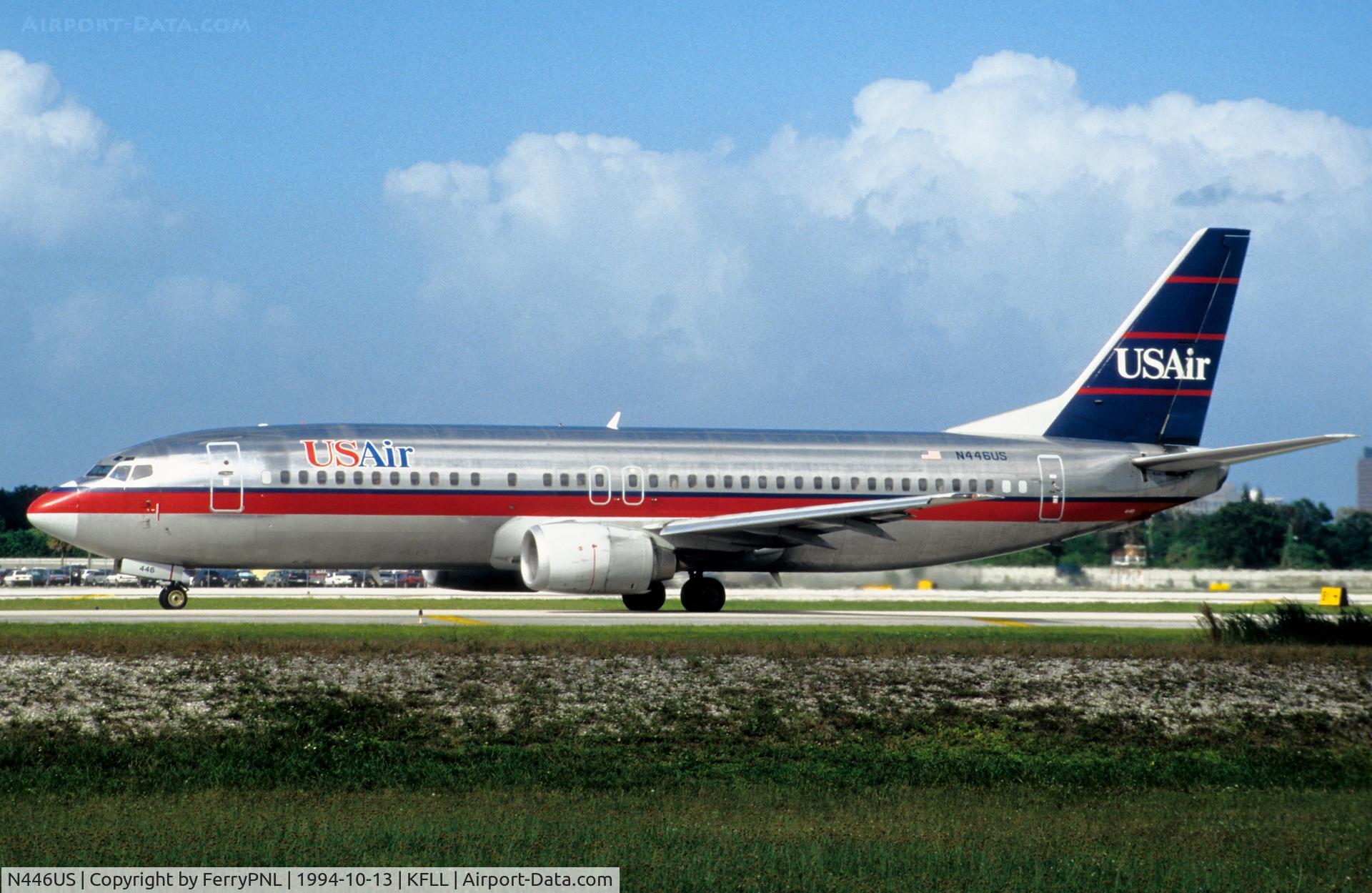 N446US, 1990 Boeing 737-4B7 C/N 24873, USAir B734 taxying for departure
