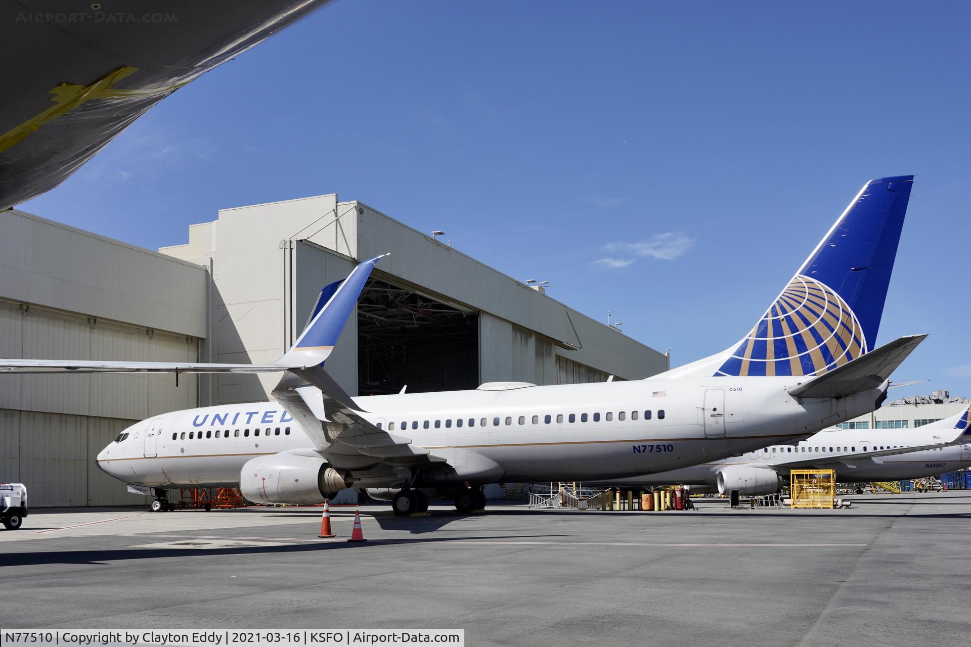 N77510, 2008 Boeing 737-824 C/N 32828, SFO 2021.