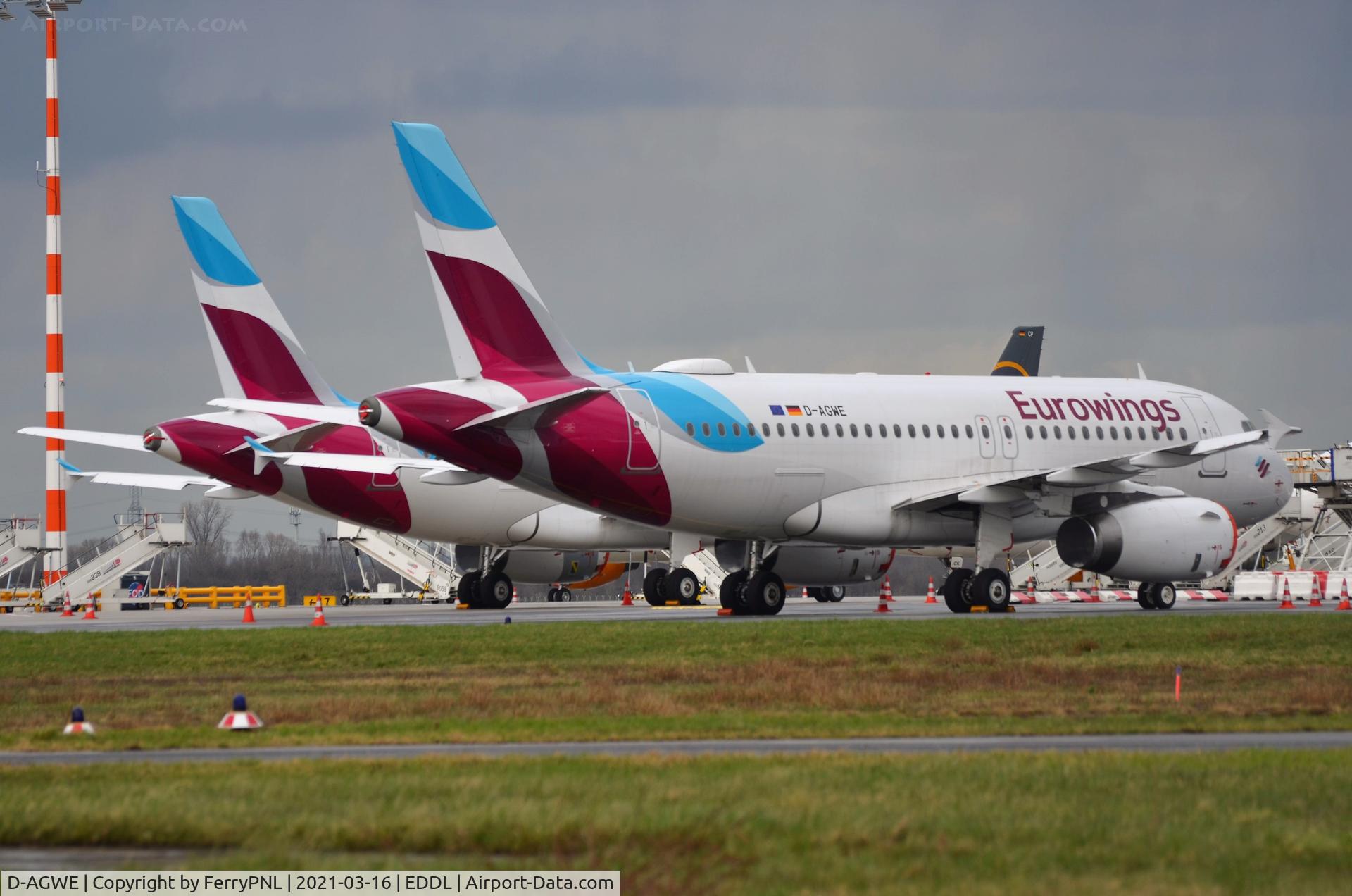 D-AGWE, 2007 Airbus A319-132 C/N 3128, Eurowings A319 stored due to Covid in DUS