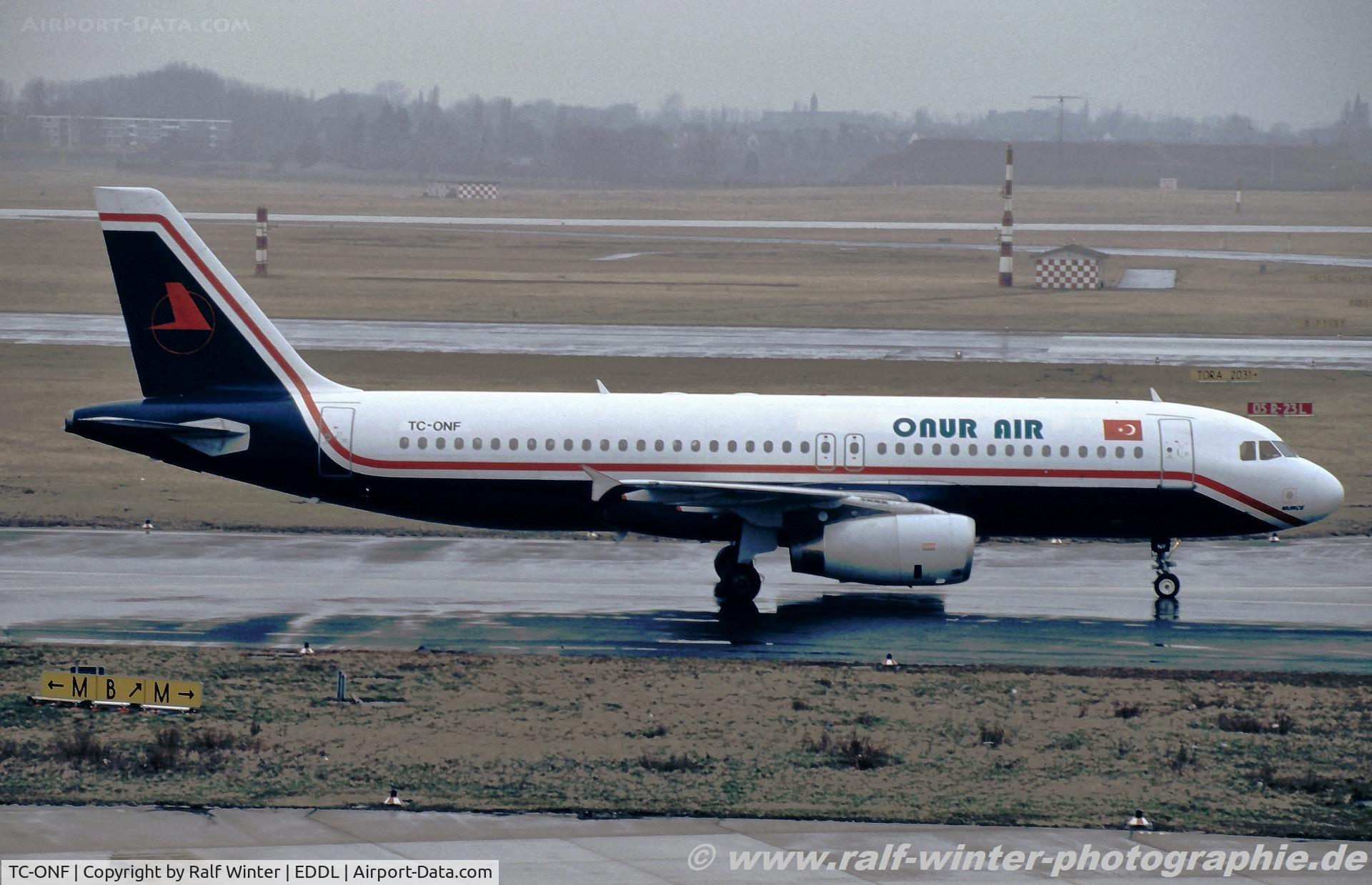 TC-ONF, 1993 Airbus A320-231 C/N 444, Airbus A320-231 - 8Q OHY Onur Air - 444 - TC-ONF - 1997 - DUS