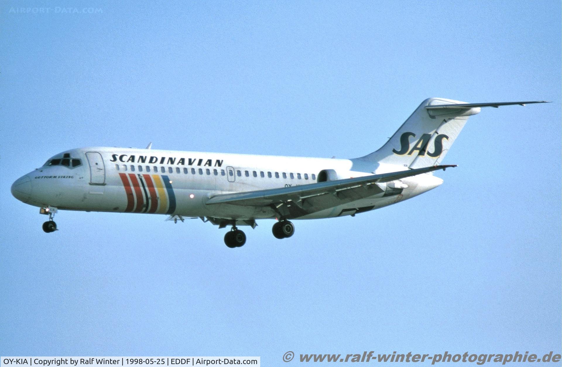 OY-KIA, 1968 Douglas DC-9-21 C/N 47301, McDonnell Douglas DC-9-21 - SAS Scandinavian Airlines 'Guttorm Viking' - 47301 - OY-KIA- 25.05.1998