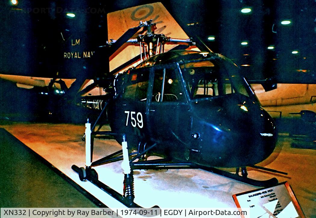 XN332, 1958 Saunders-Roe P531-1 C/N S2/5268, XN332   (A2579) Saunders Roe P.531 [S2/5268] (Ex Royal Navy / Fleet Air Arm Museum) RNAS Yeovilton~G 11/09/1974