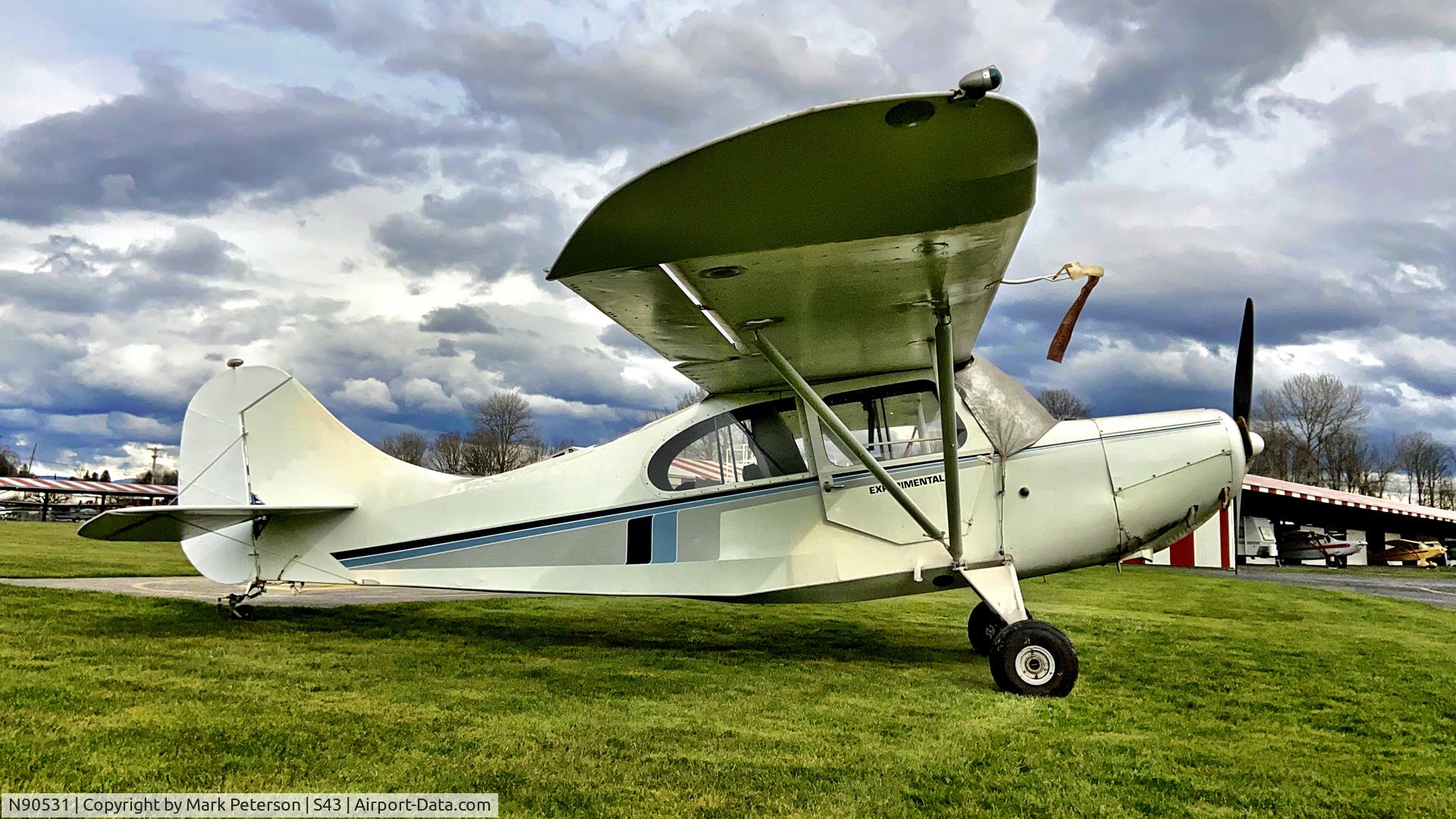 N90531, 1980 Baxter Wilson C W CHAMP 7AC C/N 79-759, One of the 3 or 4 clipped wing Aeronca Champs, registered as experimental, at Harvey Field as hangar is cleaned