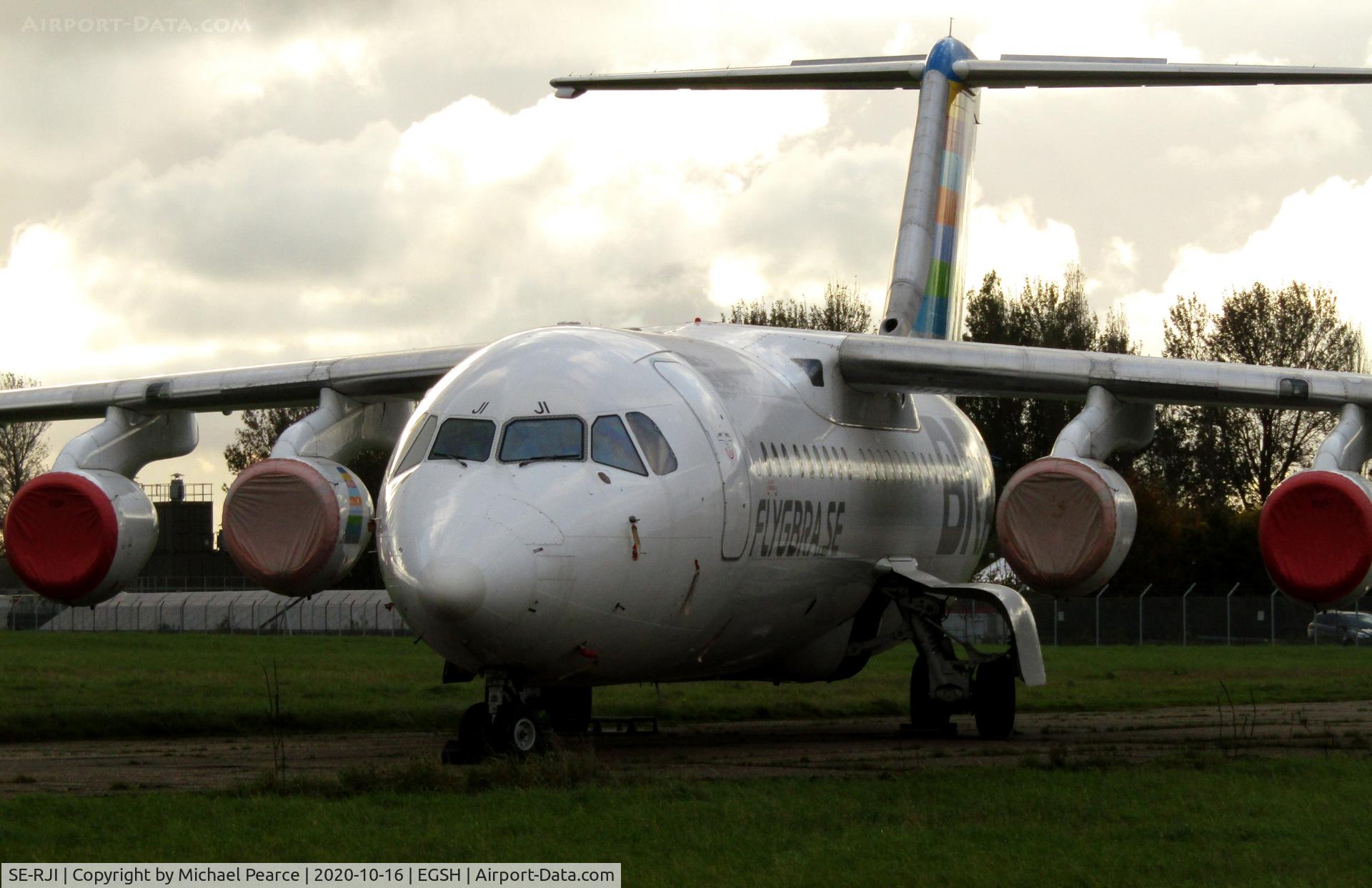 SE-RJI, 1999 British Aerospace Avro 146-RJ100 C/N E3357, Stored North Side awaiting refitting by KLM UK Engineering.
