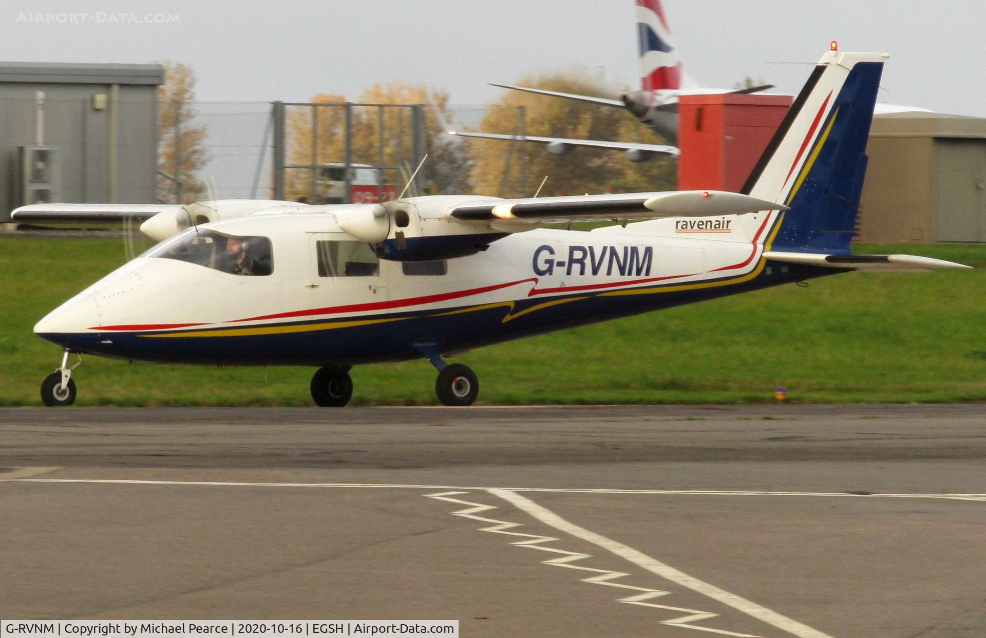 G-RVNM, 1974 Partenavia P-68B Victor C/N 24, Arriving for fuel after North Sea survey work.