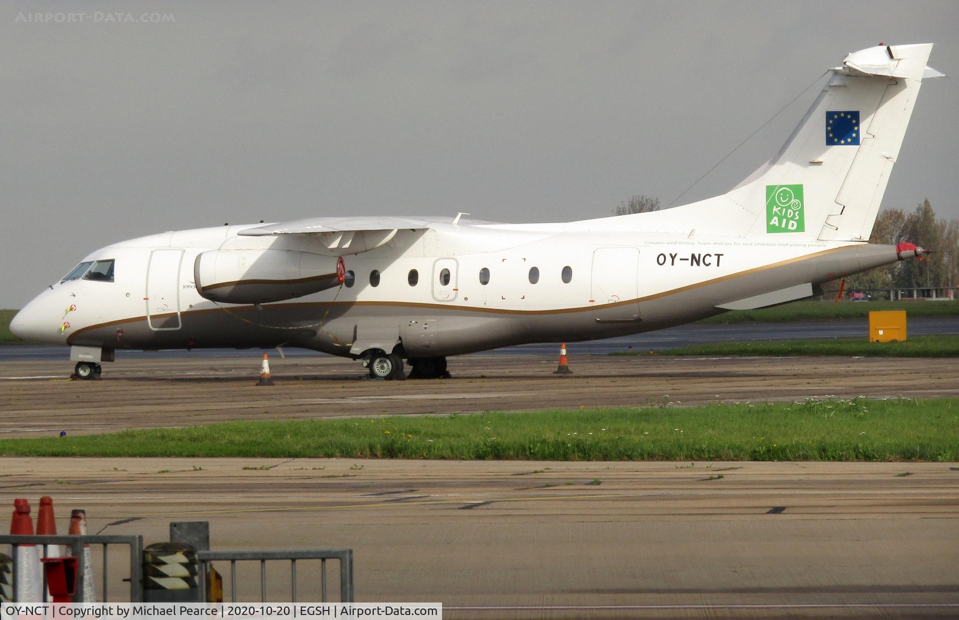 OY-NCT, 2001 Dornier 328-310 C/N 3213, Parked on Stand 7 after arrival from Billund (BLL).