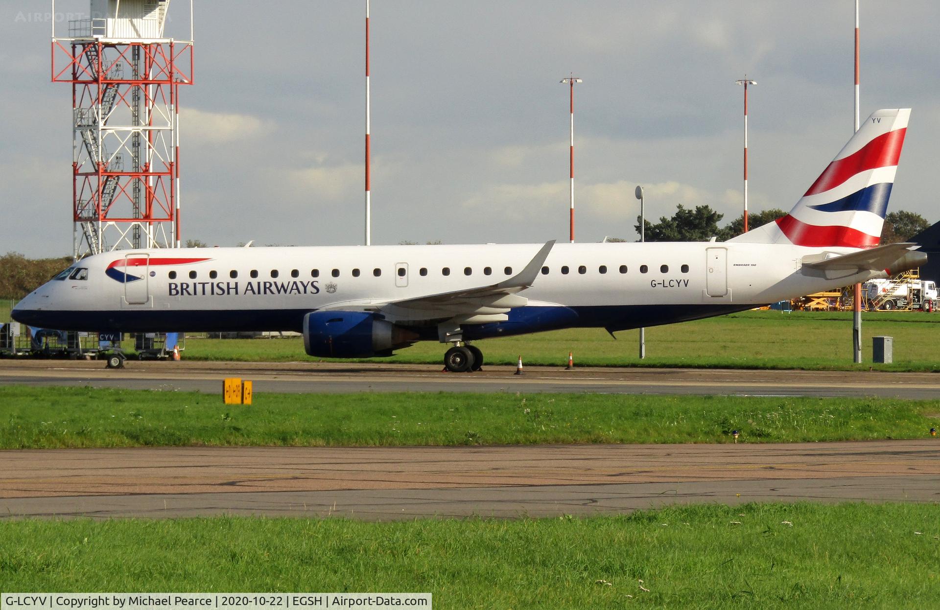 G-LCYV, 2009 Embraer 190AR (ERJ-190-100IGW) C/N 19000255, Parked on Stand 7 during COVID-19 storage.