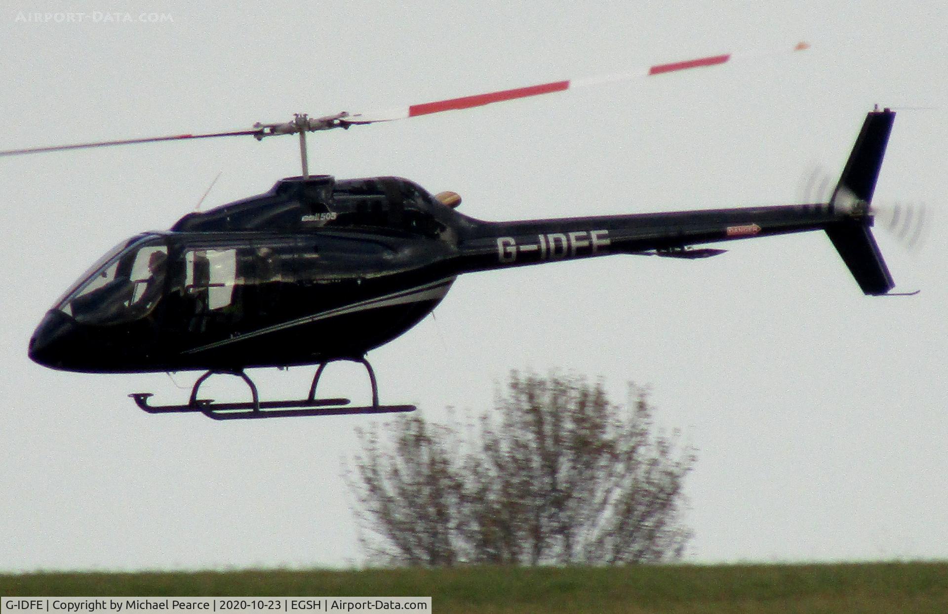 G-IDFE, 2019 Bell 505 Jet Ranger X C/N 65258, Departing RWY 27 to Cromer/Northrepps (X3CX) after refuel.