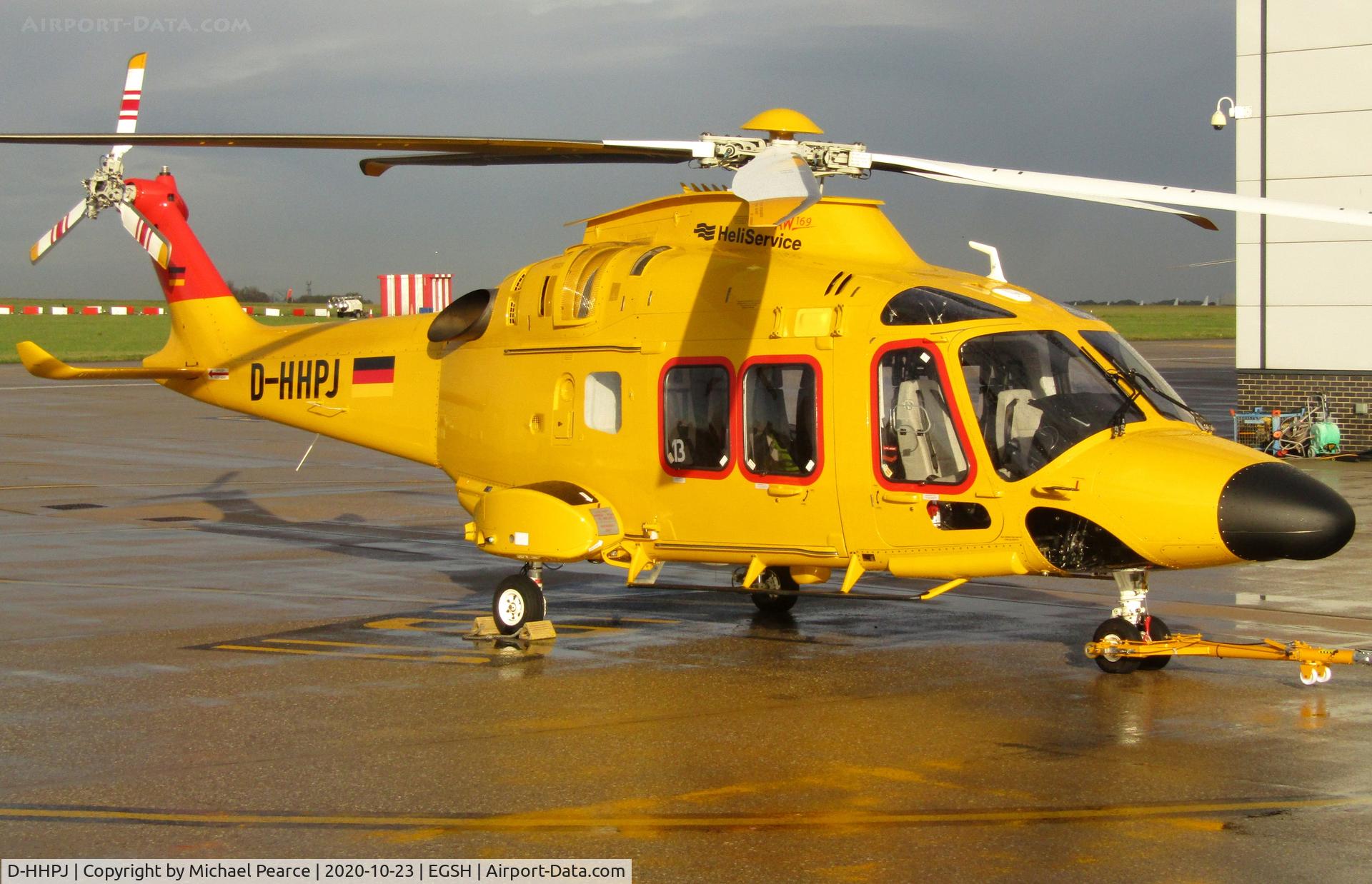 D-HHPJ, 2019 Leonardo AW-169 C/N 69113, Parked outside the company hangar.