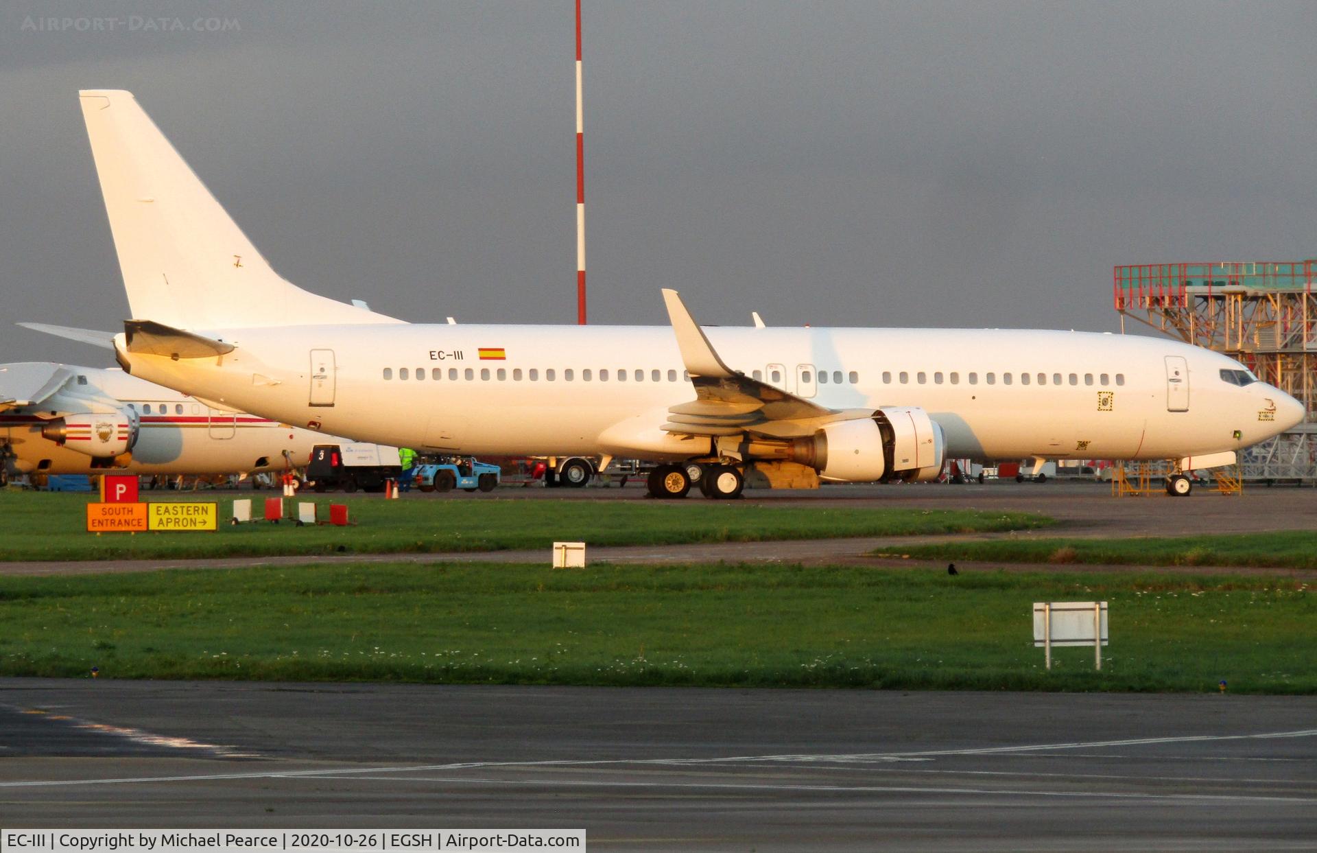 EC-III, 2002 Boeing 737-86Q C/N 30284, Parked on the Eastern Apron during maintenance.