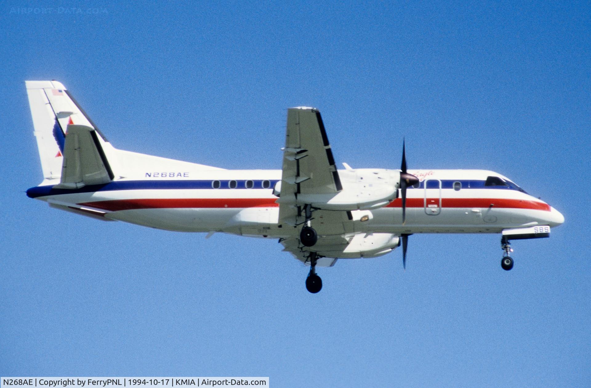 N268AE, 1991 Saab 340B C/N 340B-268, American Eagle SF340 landing