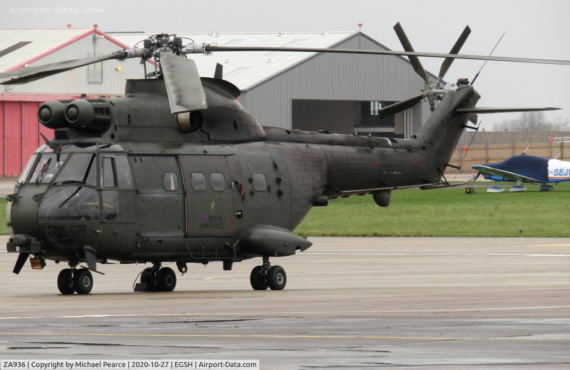 ZA936, Westland Puma HC.2 C/N 1640, Parked at SaxonAir on a visit from RAF Benson (BEX).