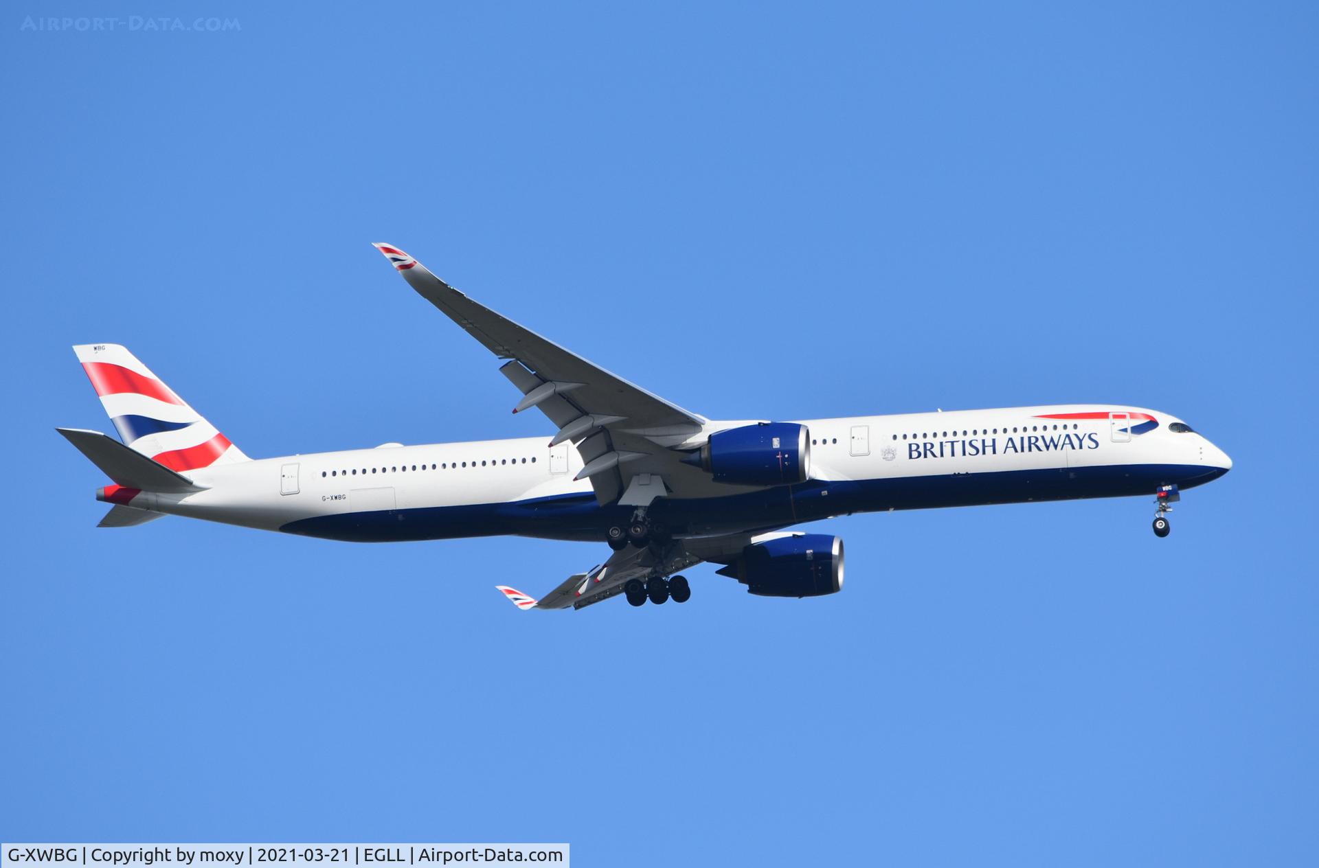G-XWBG, 2020 Airbus A350-1041 C/N 432, Airbus A350-1041 on finals to 9R London Heathrow.