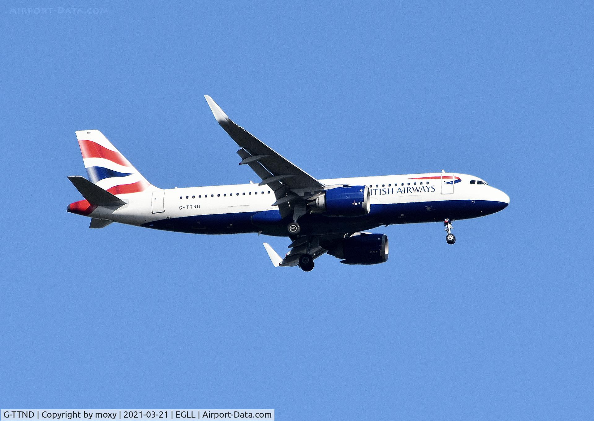 G-TTND, 2018 Airbus A320-251N C/N 8308, Airbus A320-251N on finals to 9R London Heathrow.
