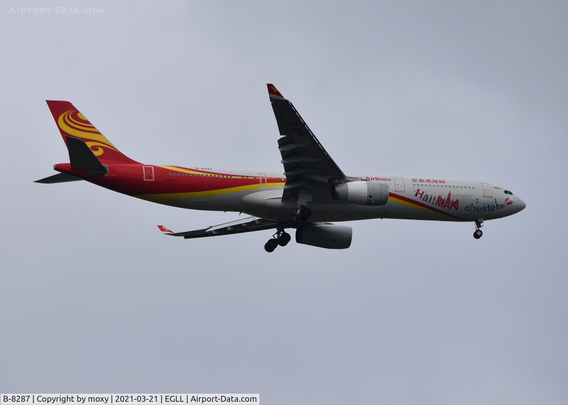 B-8287, 2016 Airbus A330-343 C/N 1703, Airbus A330-343 on finals to 9R London Heathrow.