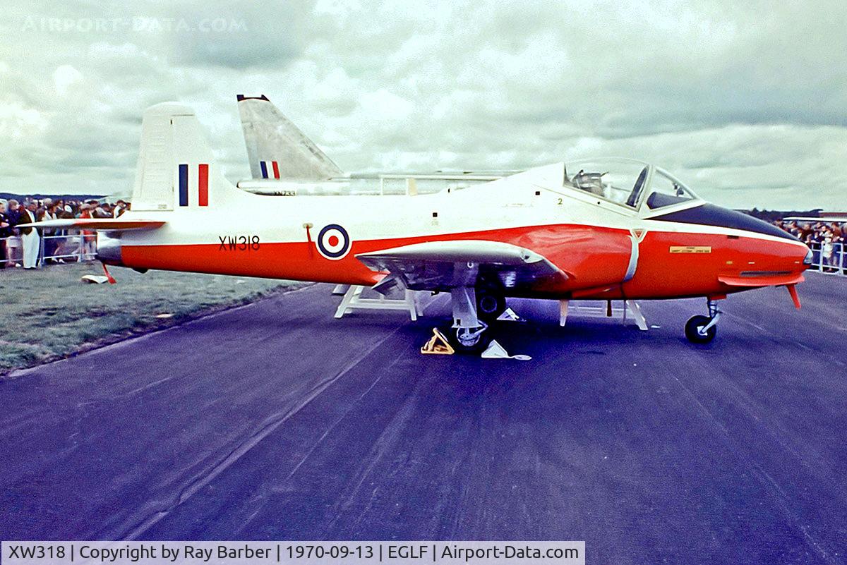 XW318, 1970 BAC 84 Jet Provost T.5A C/N EEP/JP/982, XW318   Hunting Jet Provost T.5A [EEP/JP/982] (Royal Air Force) Farnborough~G 13/09/1970
